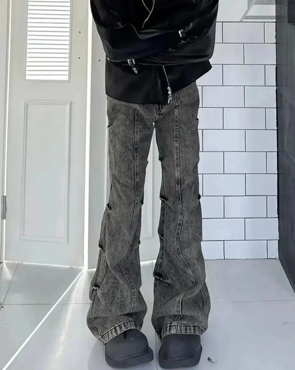 Y2k Cargo Flared Stack Jeans Wide Leg Bootcut Stacked