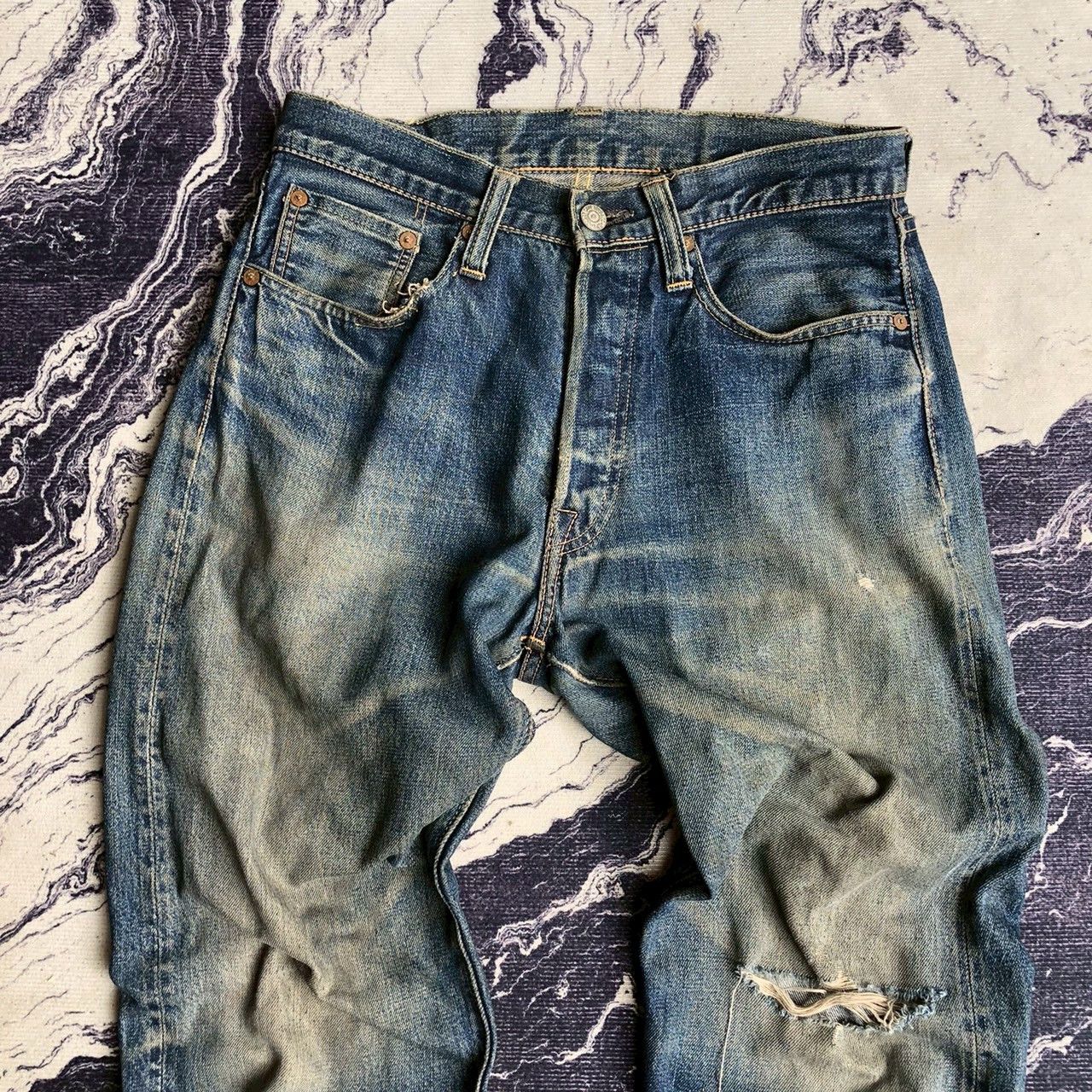 Sugar Cane Vintage Sugar Cane Selvedge Distressed Denim Size US 29 - 3 Thumbnail