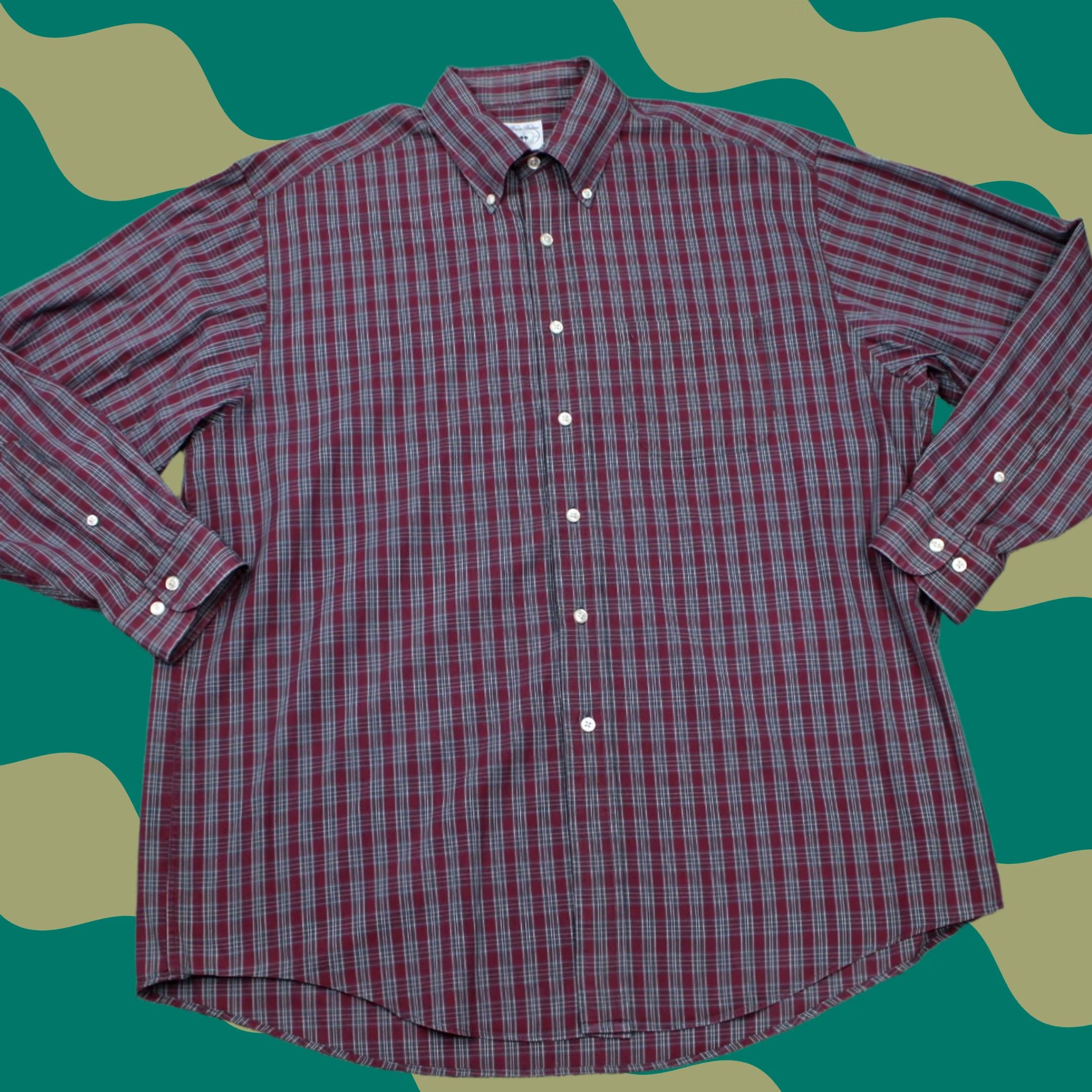 Brooks Brothers Brooks Brothers Button-Up Shirt Mens Large Red/Gray 100% Cotton Long Sleeve Button-Down Size US L / EU 52-54 / 3 - 1 Thumbnail