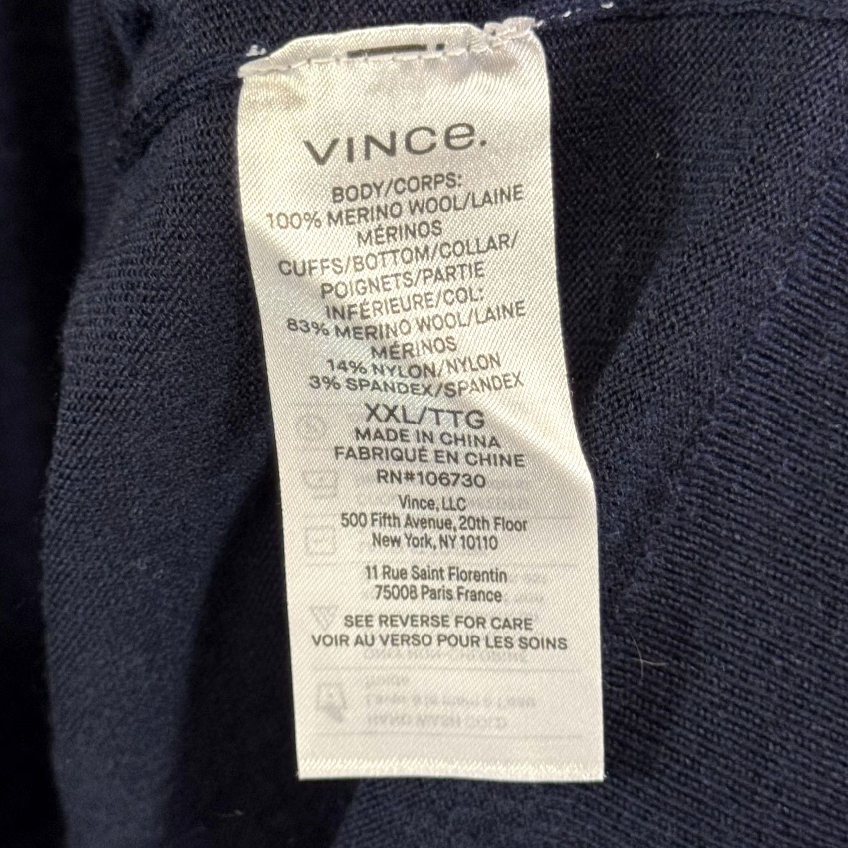 Vince Vince Sweater Mens 2XL Navy Blue Merino Wool Crewneck Pullover Classic Knit Shirt Mens Size US XXL / EU 58 / 5 - 5 Thumbnail