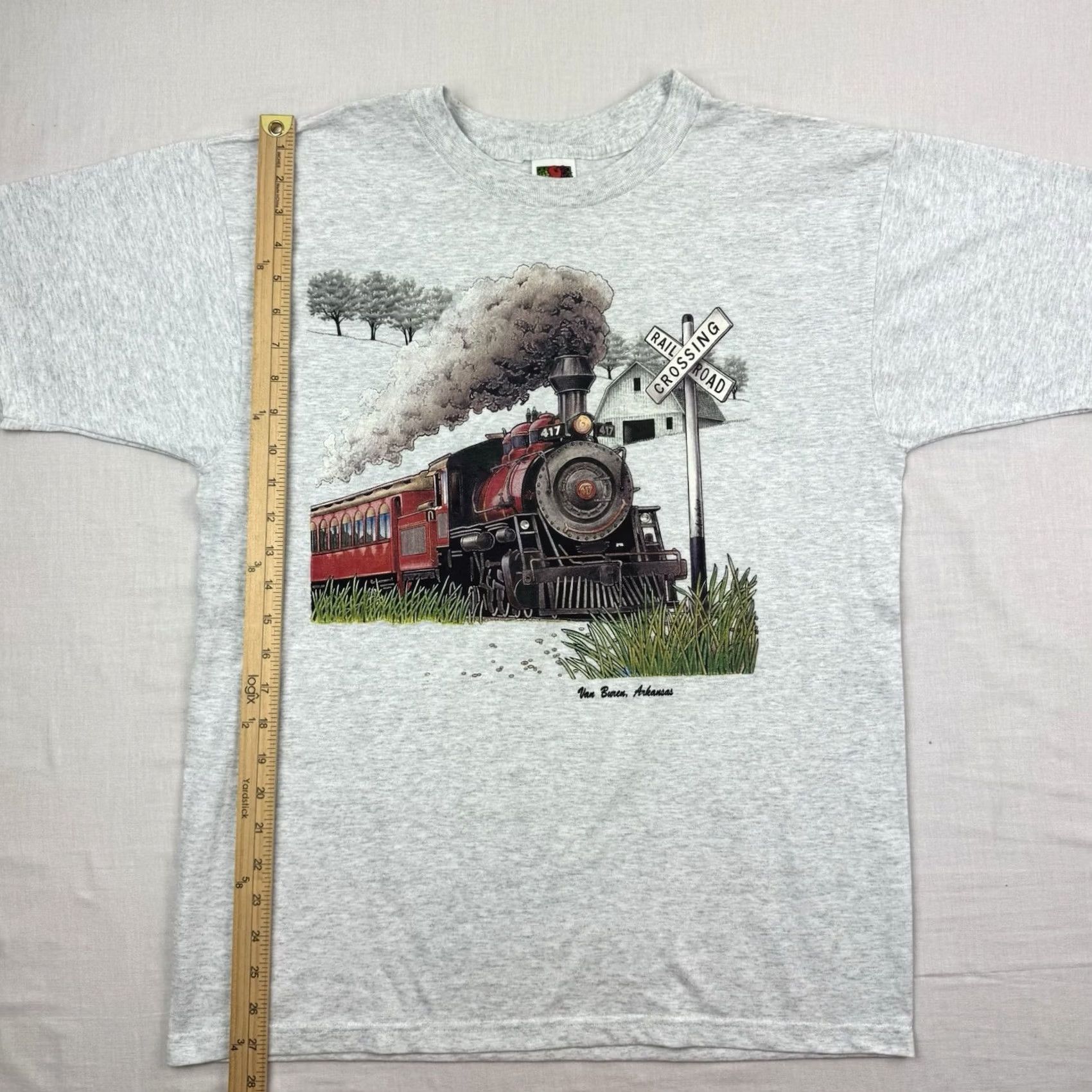 Fruit Of The Loom VINTAGE Fruit of the Loom T-Shirt Mens 90s Nature Gray Cotton Polyester Large Arkansas Outdoor Size US L / EU 52-54 / 3 - 5 Thumbnail