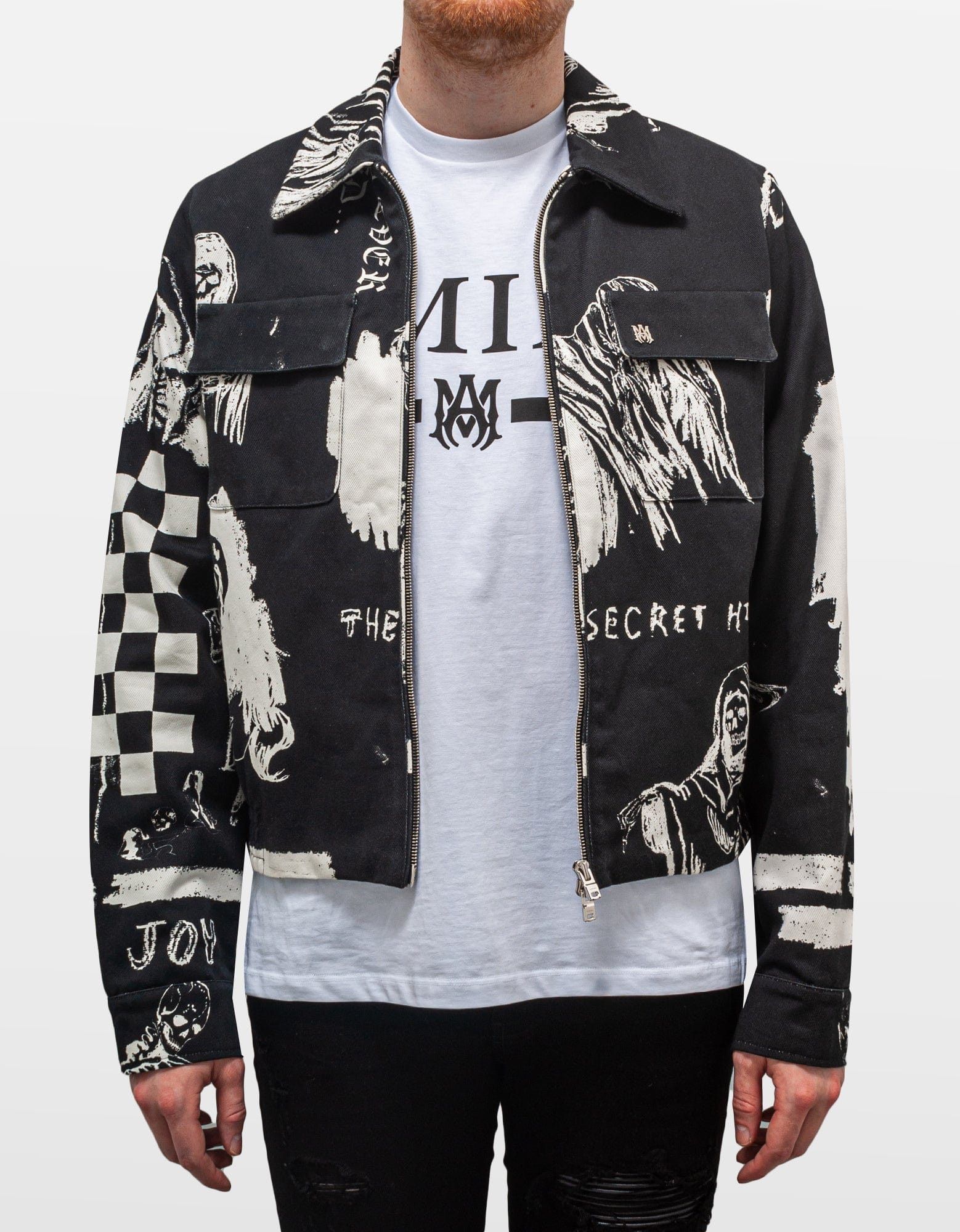 Amiri Amiri x Wes Lang Black Sketch Blouson – All-OverReaper Print Size US XL / EU 56 / 4 - 2 Thumbnail