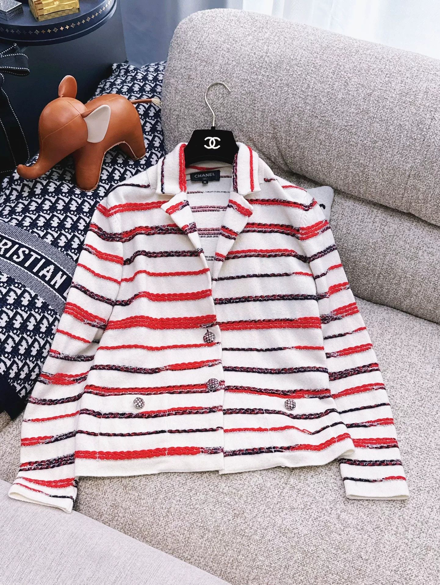 Chanel Chanel 20S Striped Knit Cardigan Size US M / EU 48-50 / 2 - 1 Thumbnail