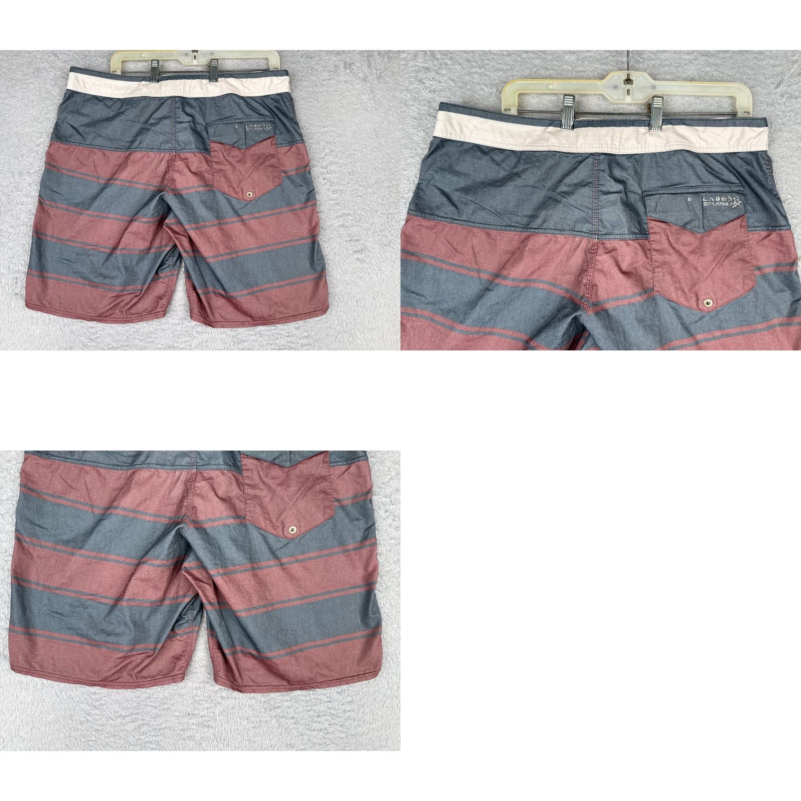Billabong Billabong Mens Board Shorts Swim Trunks Gray Red Stripe 34x9 Beach Surf Pockets 100% Nylon Polyester, Blended Fabric Regular Men’s 34 Size Clothes Size US 34 / EU 50 - 9 Thumbnail
