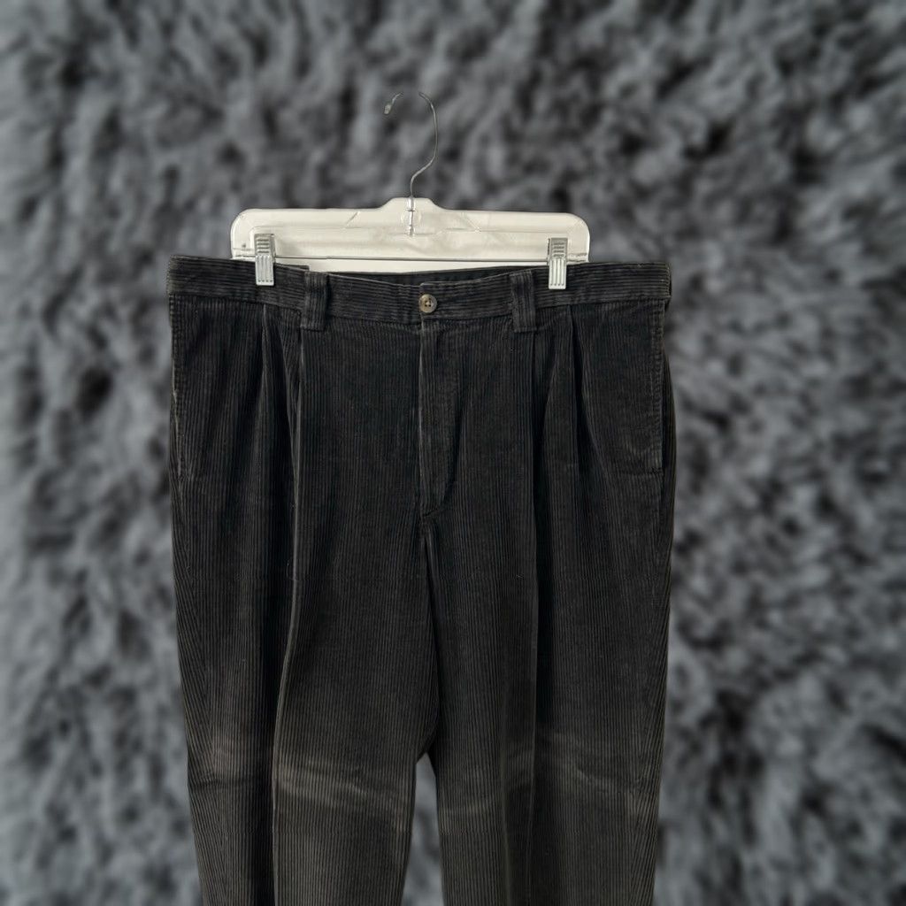 Vintage LL Bean Corduroy Pants Mens 38x29 Black Comfort Waist Zipper Button Pleated Straight Leg Regular Size US 38 / EU 54 - 1 Thumbnail