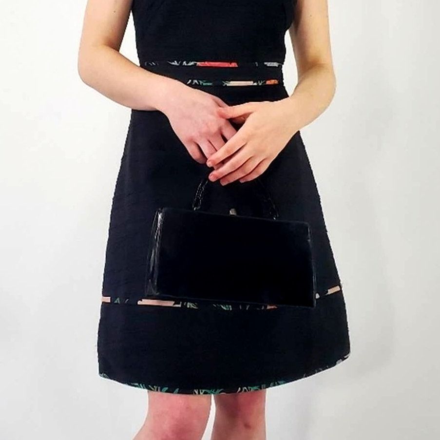 Vintage Vintage 1950's Black Handbag Purse Tote Clutch Size ONE SIZE - 6 Thumbnail