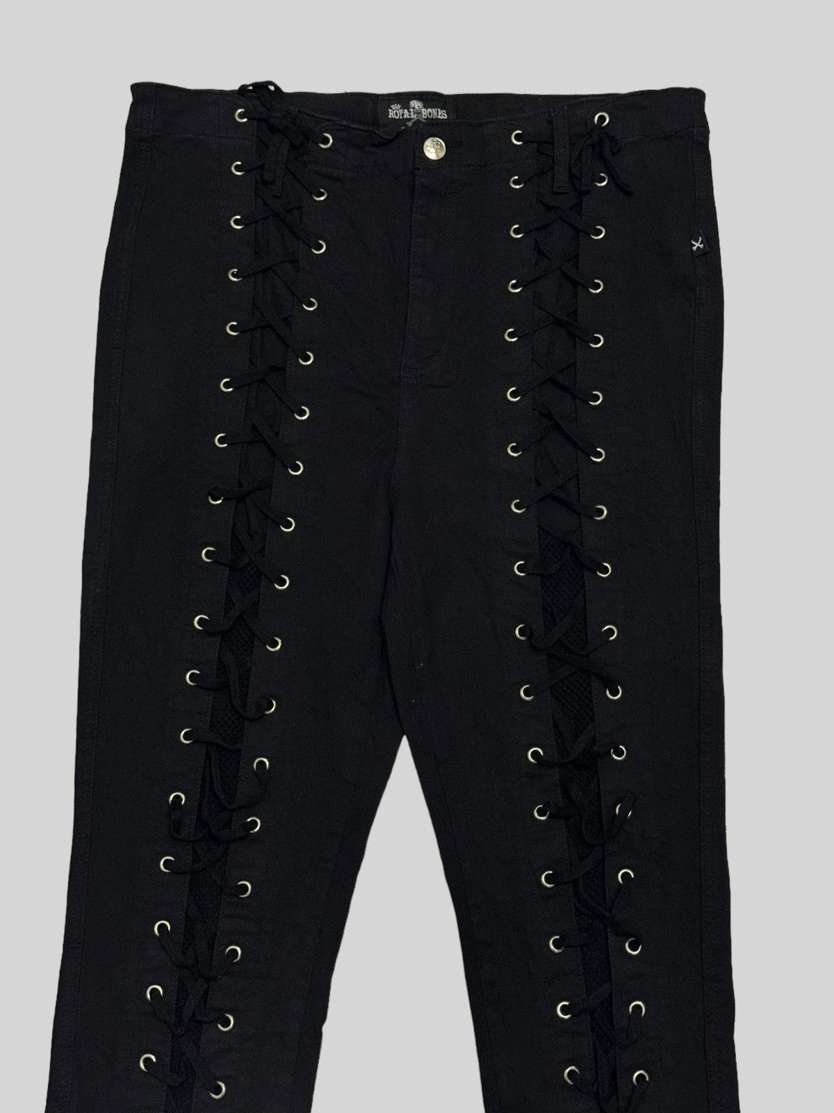 Tornado Mart ROYAL BONES LACED PUNK SEXY BONDAGE STYLE PANT Size US 33 - 7 Thumbnail