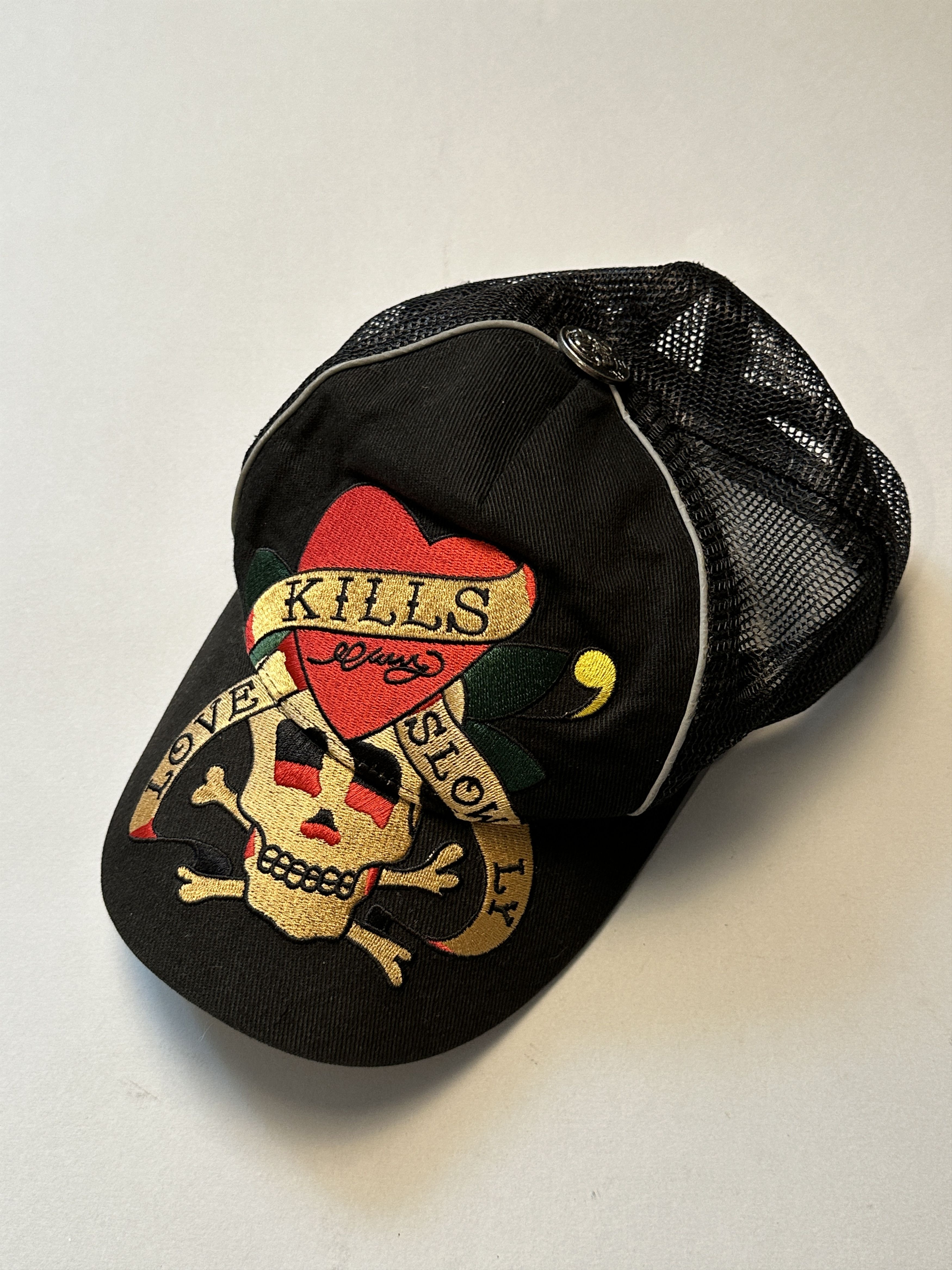 Pre-owned Christian Audigier X Ed Hardy Christian Audigier Skull King Cap In Black