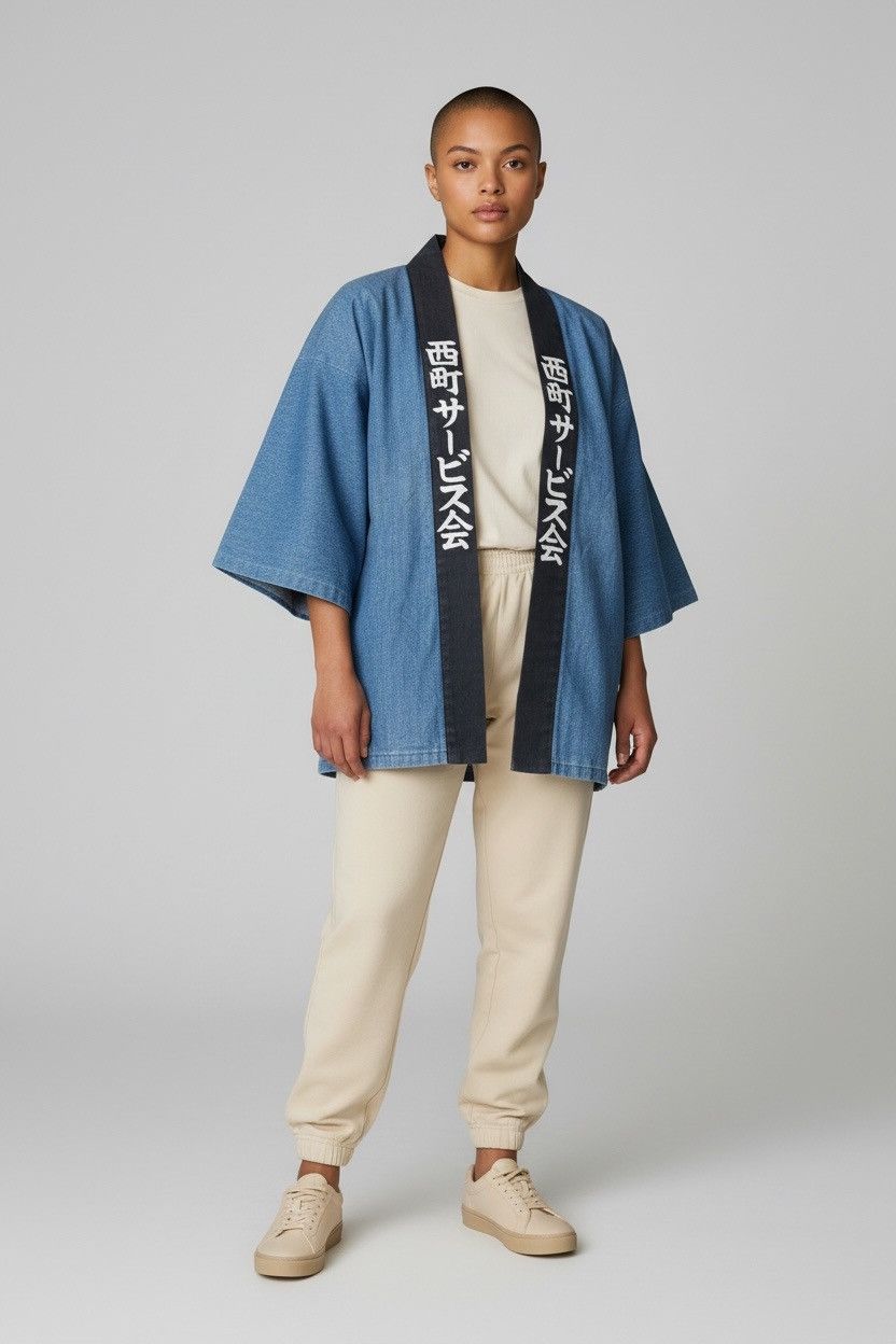 Visvim JAPANESE STYLE KIMONO DENIM JACKET BUTTON LESS RED INSIDE Size US M / EU 48-50 / 2 - 1 Thumbnail