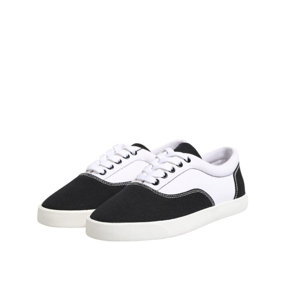 Dolce & Gabbana Dolce & Gabbana Black Cotton Canvas Lace Up Men Sneakers Sho Size US 6 / EU 39 - 4 Thumbnail