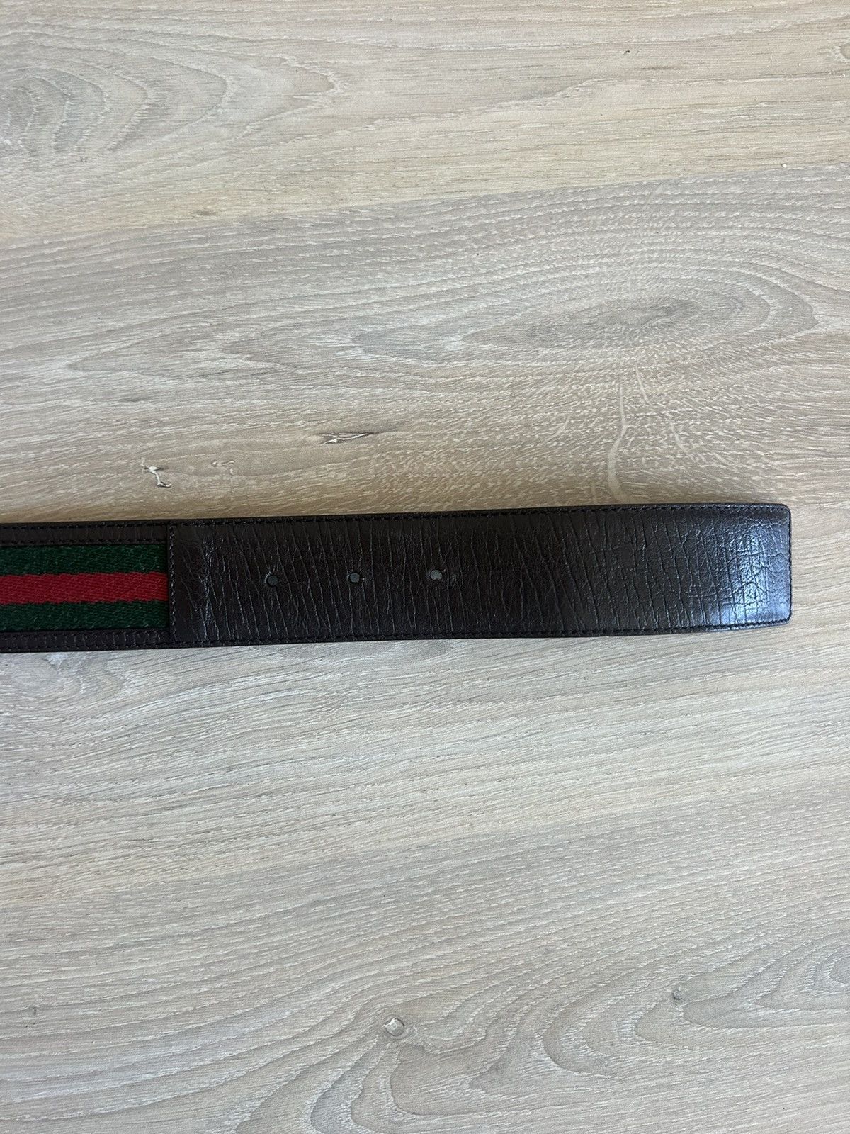 Gucci Gucci Brown Leather GG Supreme Web Belt Size 38 - 13 Thumbnail