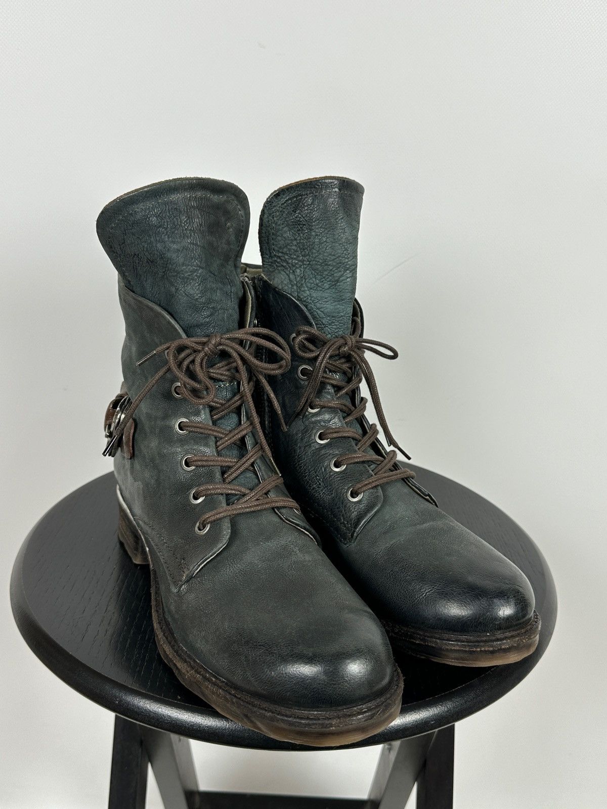 A.S.98 A.S.98. Airstep Navy Green Leather Biker Ankle Boots Size US 10 / IT 40 - 6 Thumbnail