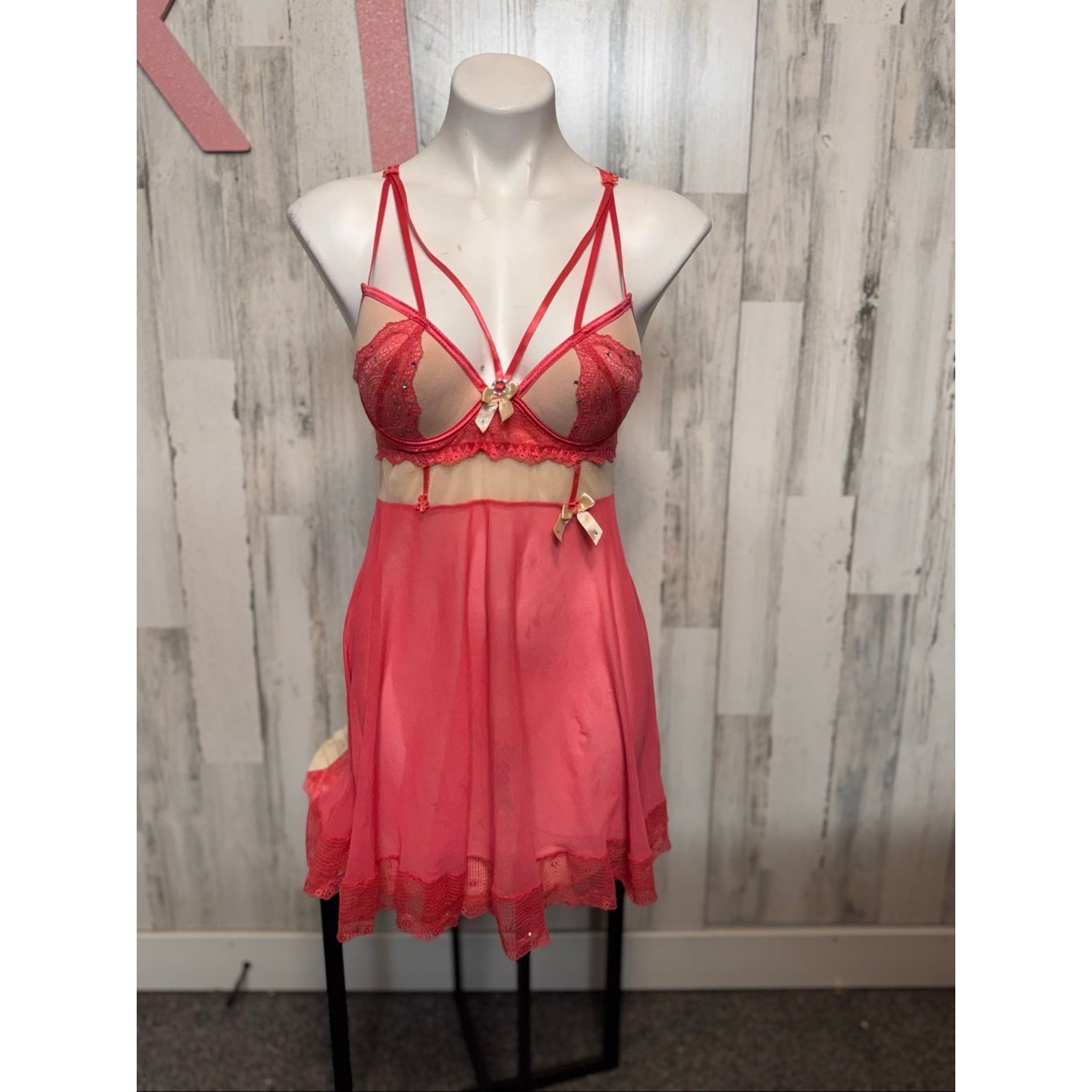 Other Women’s pink Lace Babydoll Lingerie Chemise Crisscross Back Size XL / US 12-14 / IT 48-50 - 4 Thumbnail