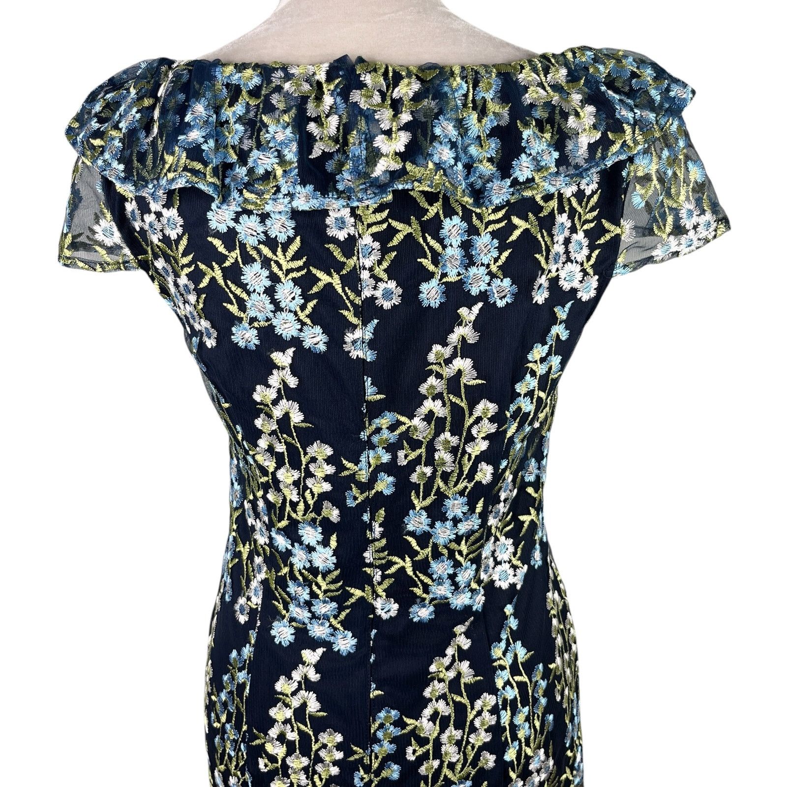 Karl Lagerfeld Karl Lagerfeld Paris Floral Midi Dress Navy Blue 6 Size M / US 6-8 / IT 42-44 - 15 Thumbnail