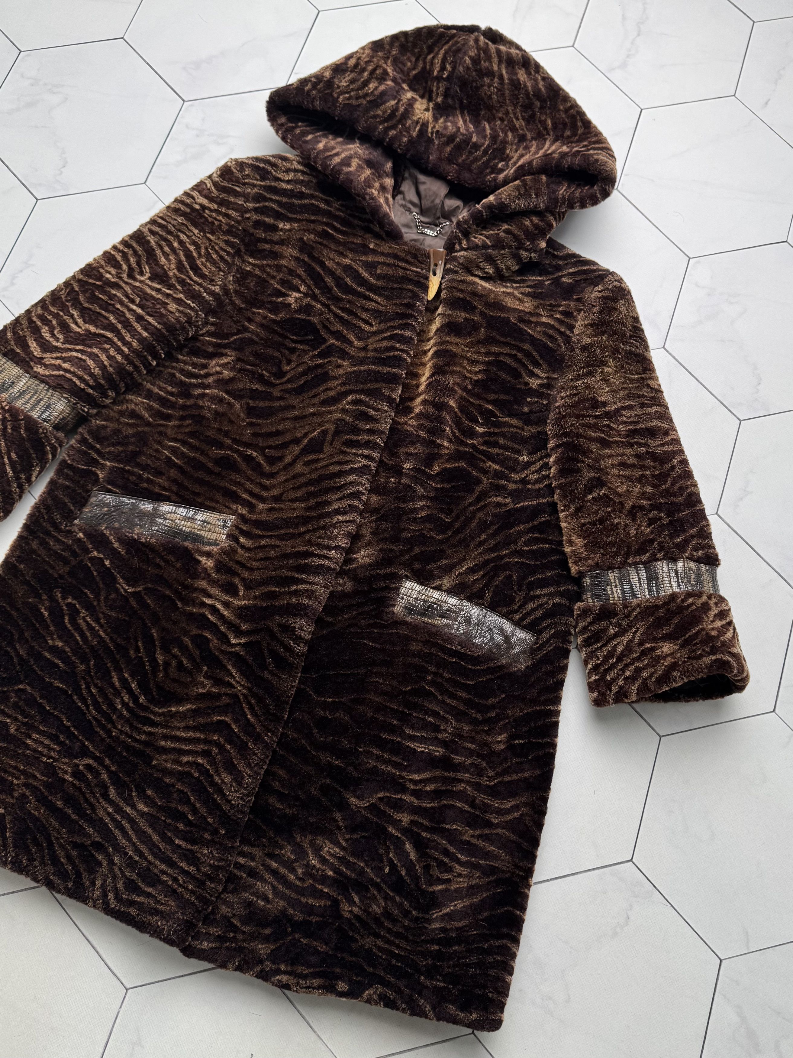 Vintage Vintage Real Sheepskin Hooded Coat(B409)E2D15 Size M / US 6-8 / IT 42-44 - 8 Thumbnail