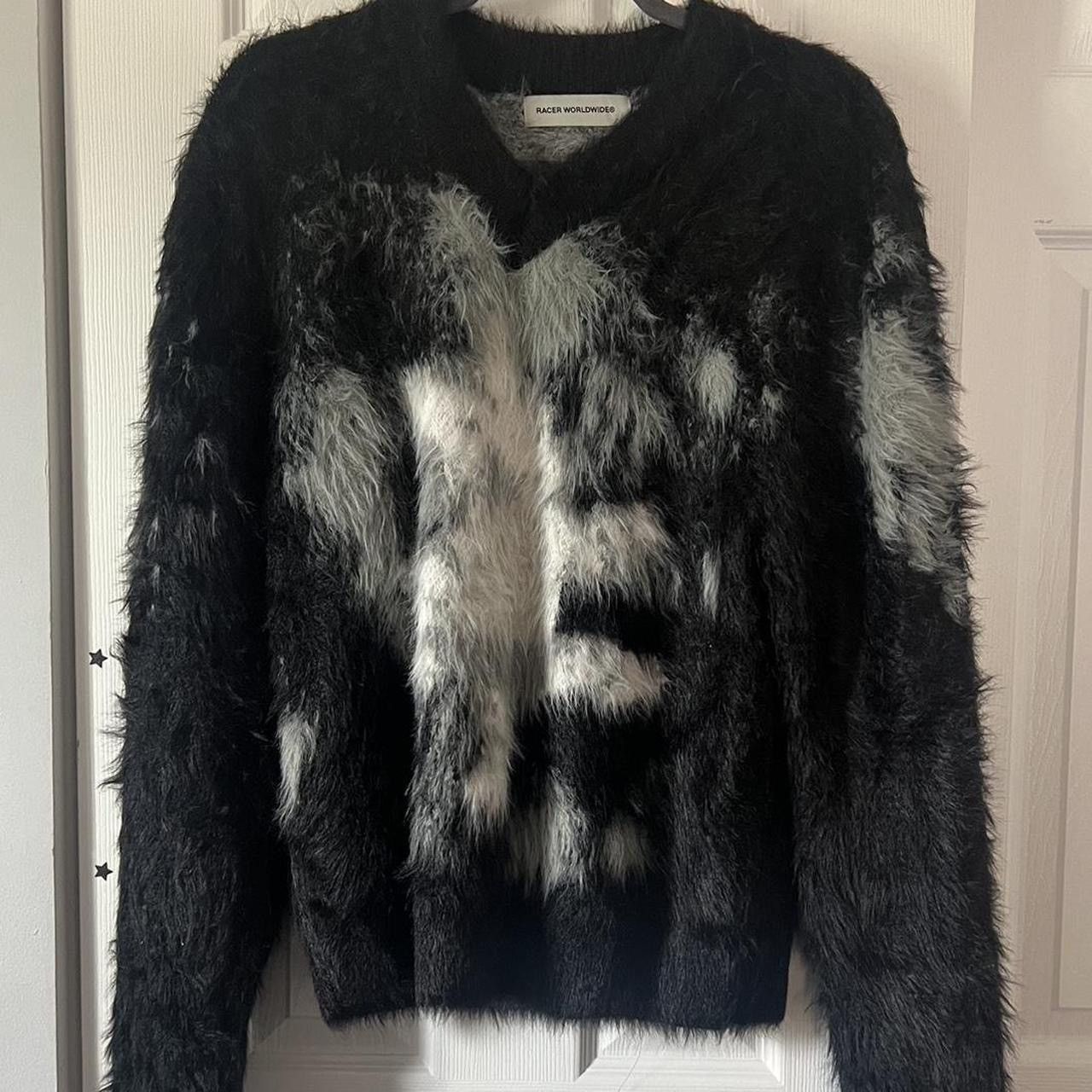 image of Racer Worldwide Black Furry Cat Sweater, Men's (Size Medium)