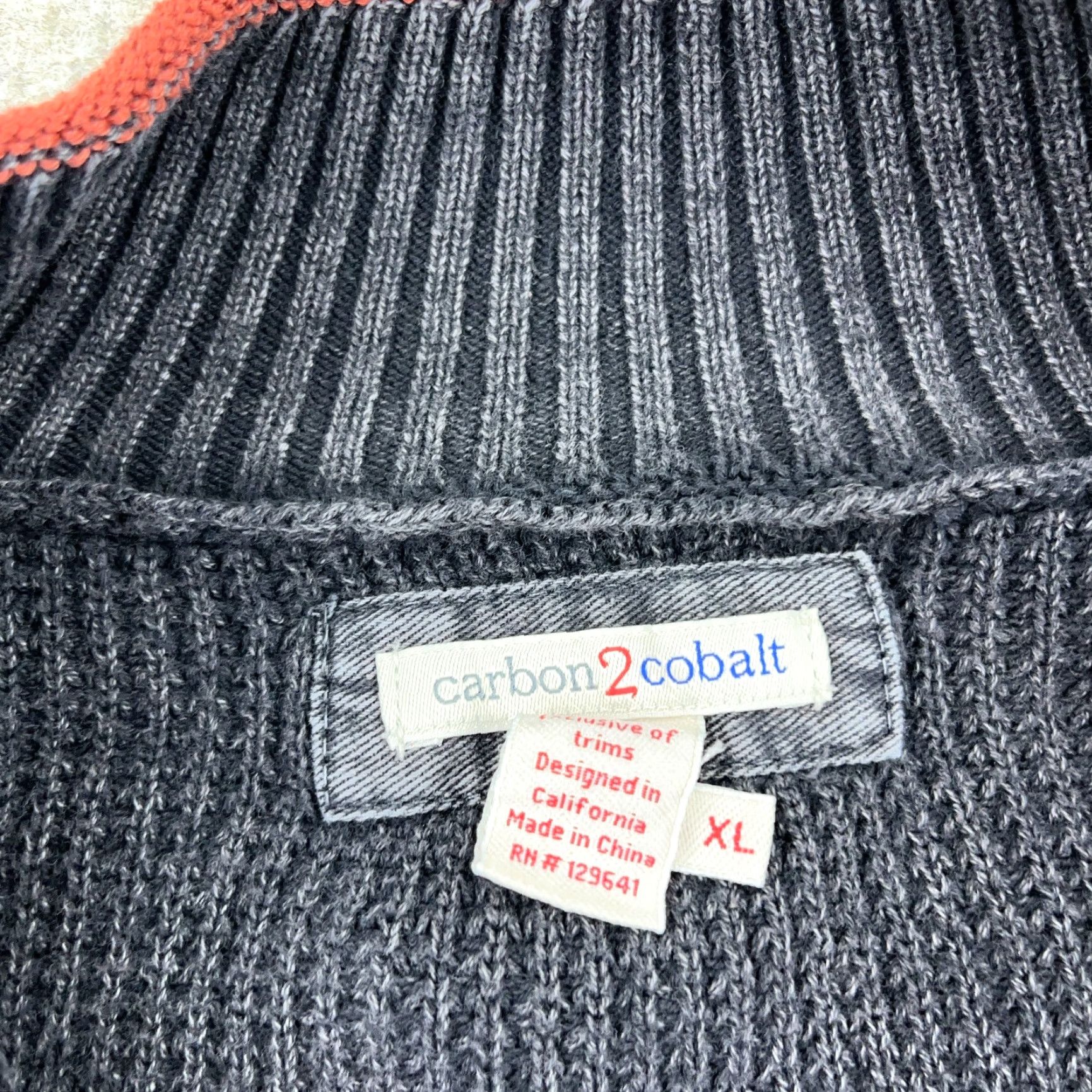 Carbon2Cobalt Corban 2 Cobalt Gray Cotton Chunky Knit Sweater Men XL Pullover Zip Mock Neck 1/2 Zip Solid Size US XL / EU 56 / 4 - 7 Thumbnail