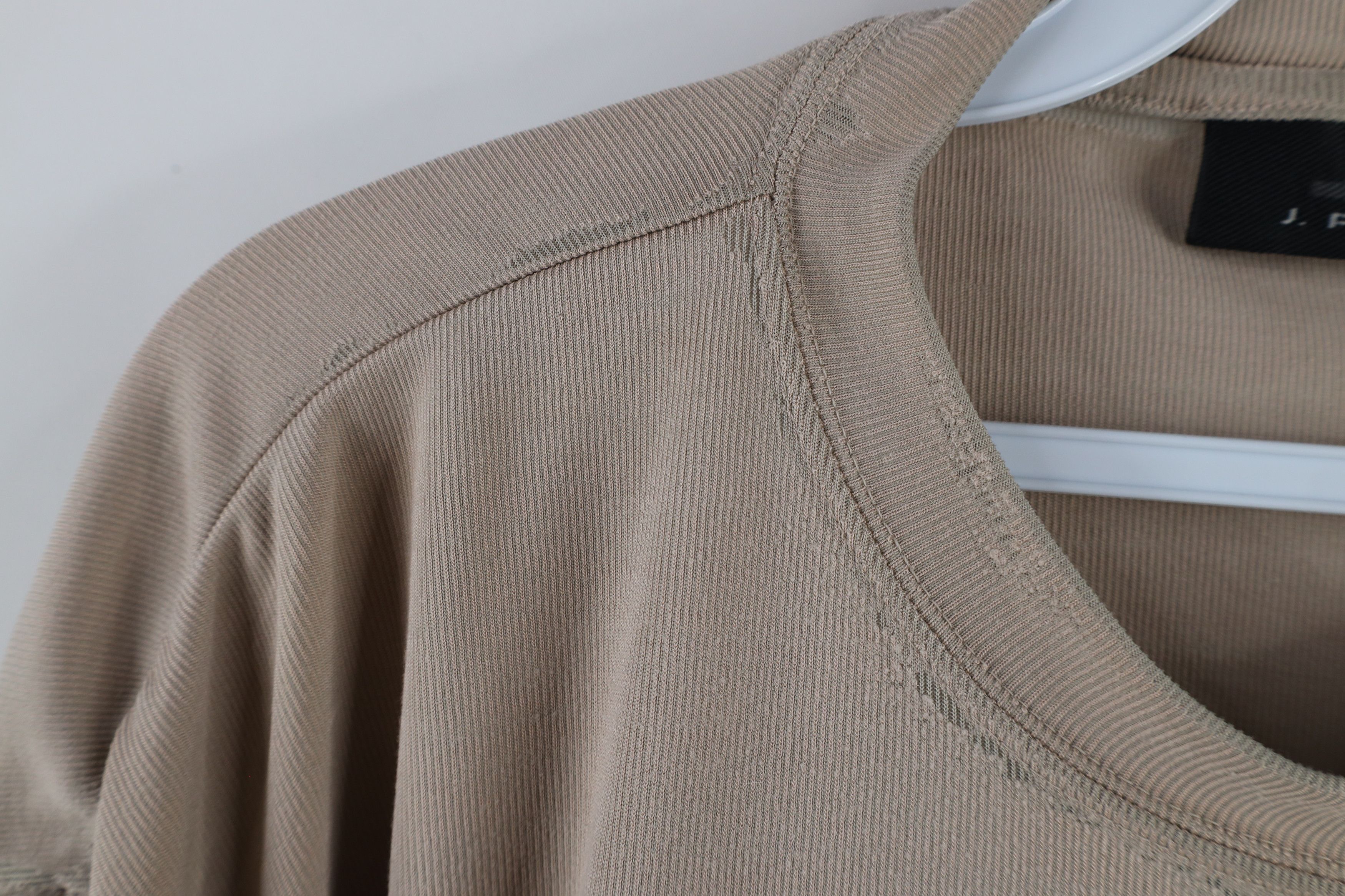 Vintage Vintage 90s Streetwear Blank Ribbed Knit T-Shirt Beige Size US L / EU 52-54 / 3 - 6 Thumbnail