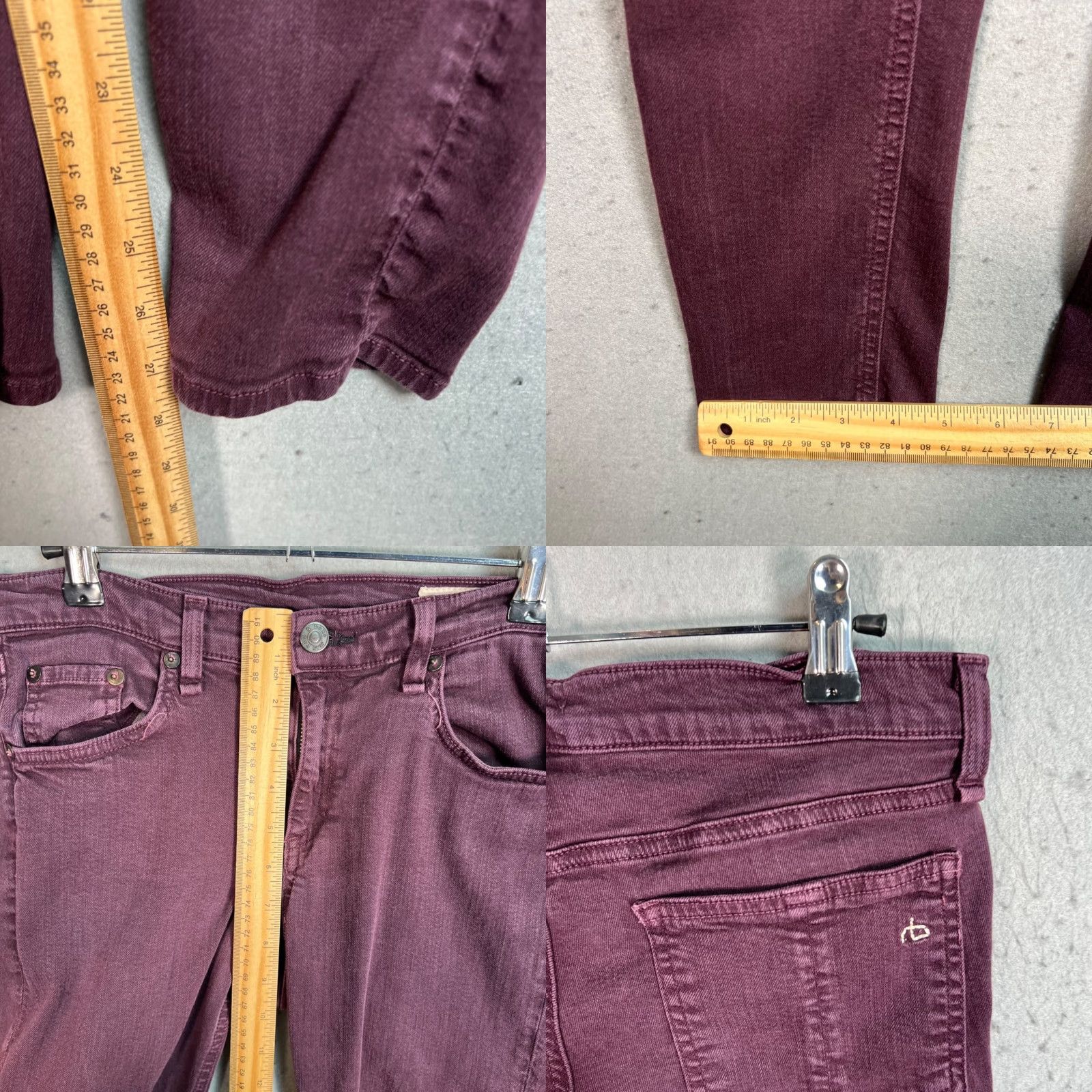 Rag & Bone Rag & Bone Womens Jeans Size 28 Burgundy Skinny Cotton Blend Size 28" / US 6 / IT 42 - 8 Thumbnail