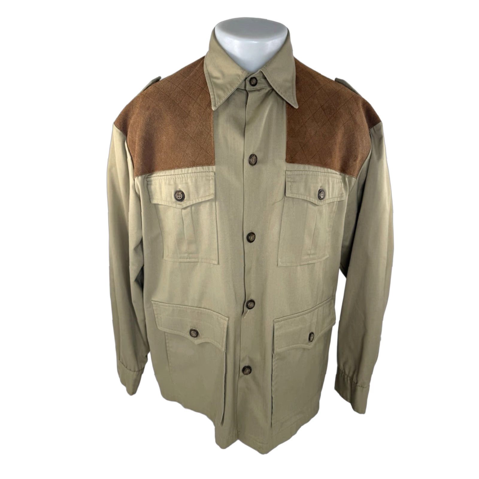 Vintage VINTAGE Woolrich Jacket Safari Shooting XL Khaki / Tan Men XL Hunting Size US XL / EU 56 / 4 - 1 Thumbnail