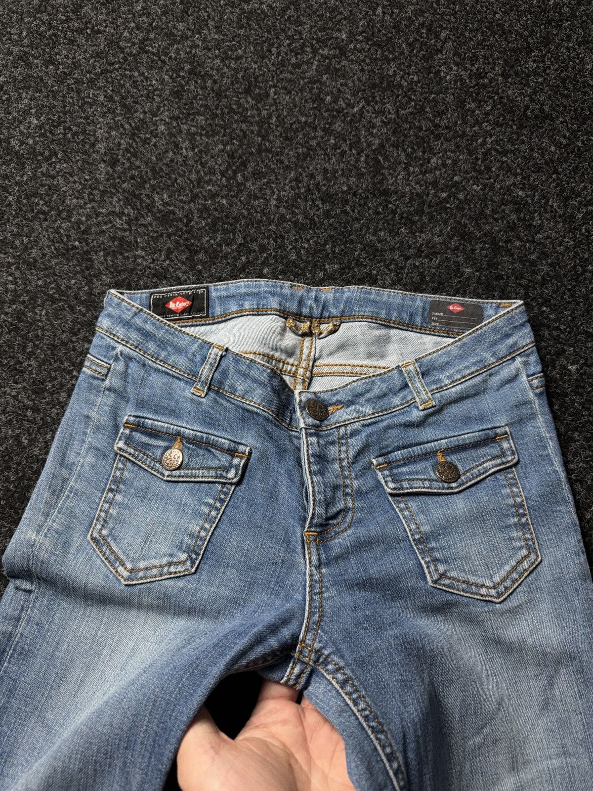 Le Grande Bleu (L.G.B.) Retro 00s Opium Lee Cooper Y2K Low Rise Flared Bootcut Jeans Size 25" / US 0 / IT 36 - 10 Thumbnail