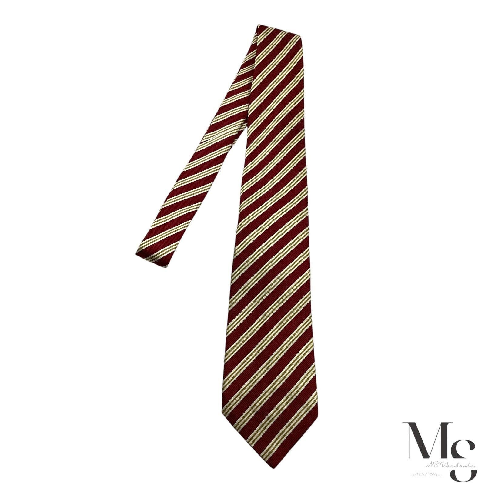 Paul Stuart PAUL STUART XL Red Striped Silk Tie Made In Italy W:3.5" EX Size ONE SIZE - 6 Thumbnail