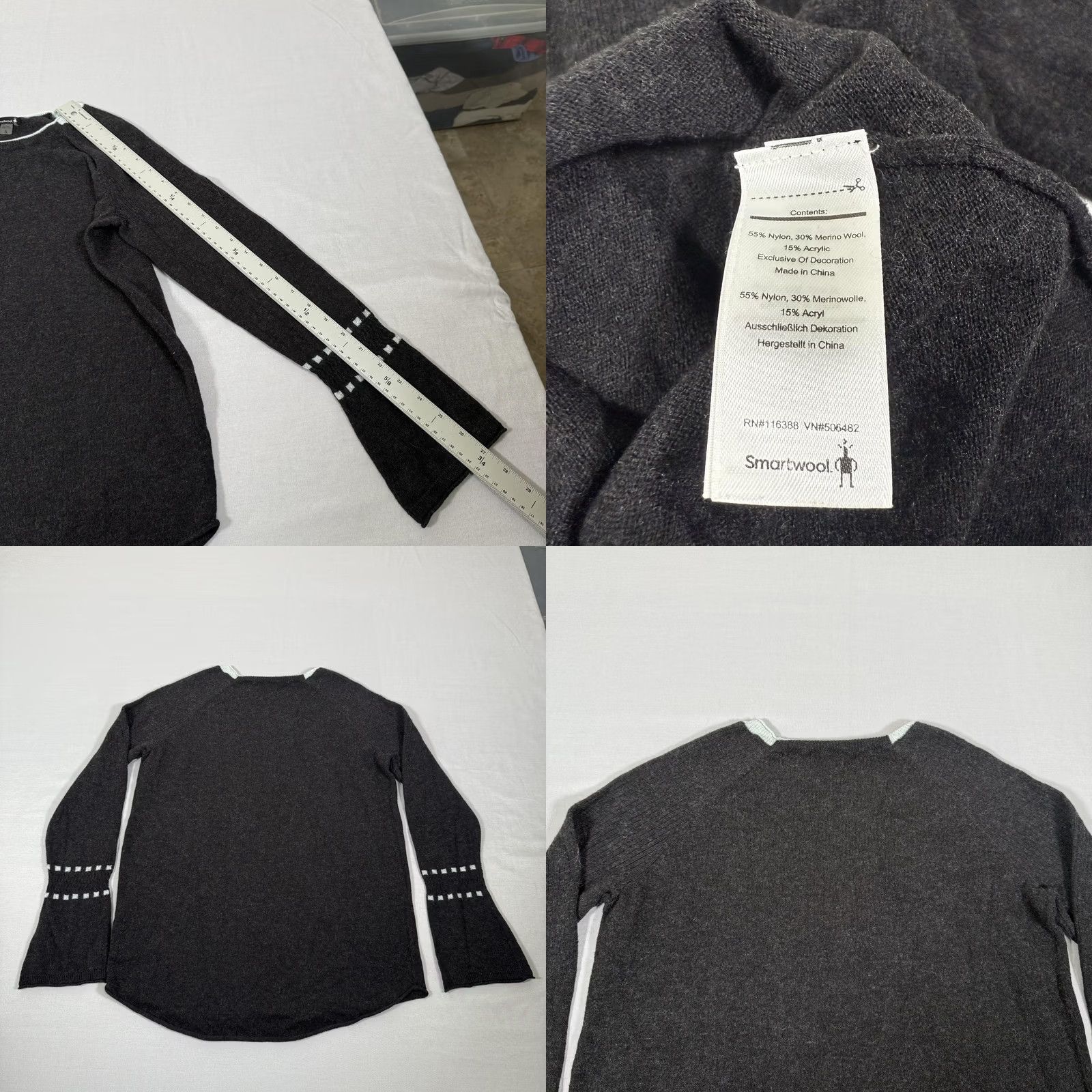 Smartwool SmartWool Sweater Womens Small Gray Bell Sleeve Pullover Crew Neck Knit Merino Wool Shirt 90s Winter Casual Womens Size S Regular Pullover Knit Top Size S / US 4 / IT 40 - 8 Thumbnail