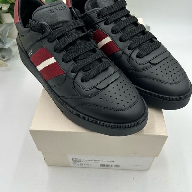 Bally Men's rebby Black and Red leather sneakers