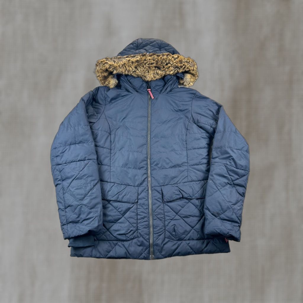 The North Face The North Face Puffer Jacket Womens Small P Navy Hooded Quilted Coat Blue - 550 Fill Down Fur Trim - Zip Front - Casual Winter Outdoor Jacket (Women) Size S / US 4 / IT 40 - 1 Thumbnail