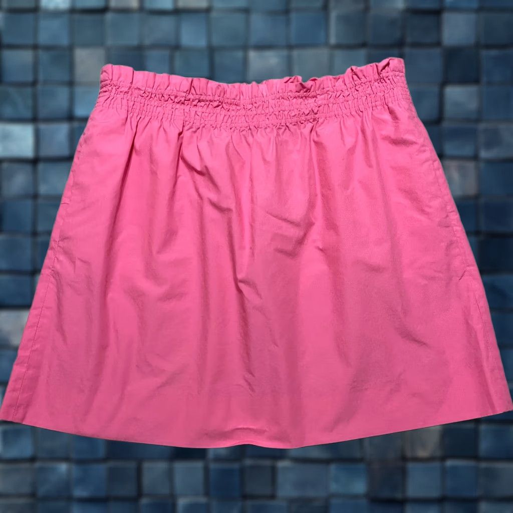 J.Crew J. Crew Pink Cotton Mini Skirt sz 10 Ruffled Elastic Waist Womens Size 32" / US 10 / IT 46 - 1 Thumbnail