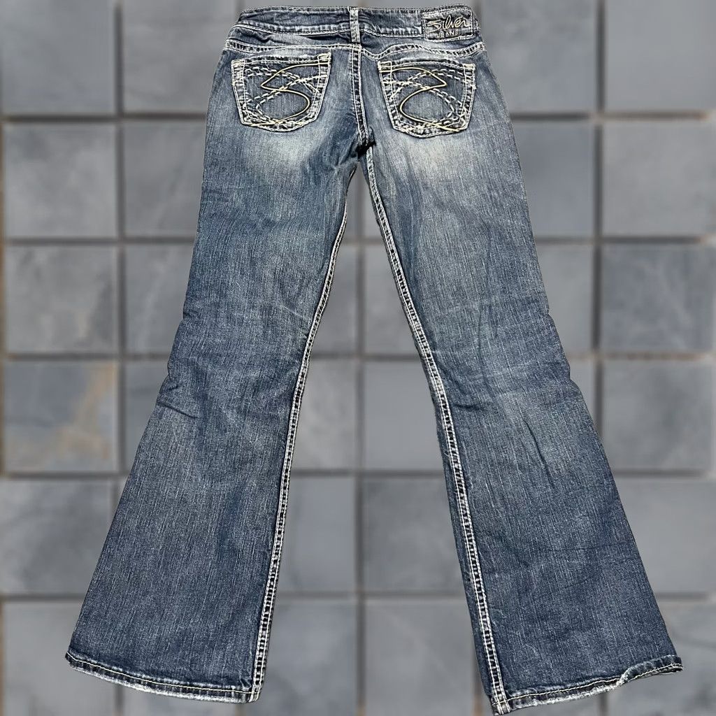 Silver Jeans Co. Silver Jeans Frances Boot Blue Jeans Womens 28 (30x29) Western Contrast Stitch Size 28" / US 6 / IT 42 - 1 Thumbnail