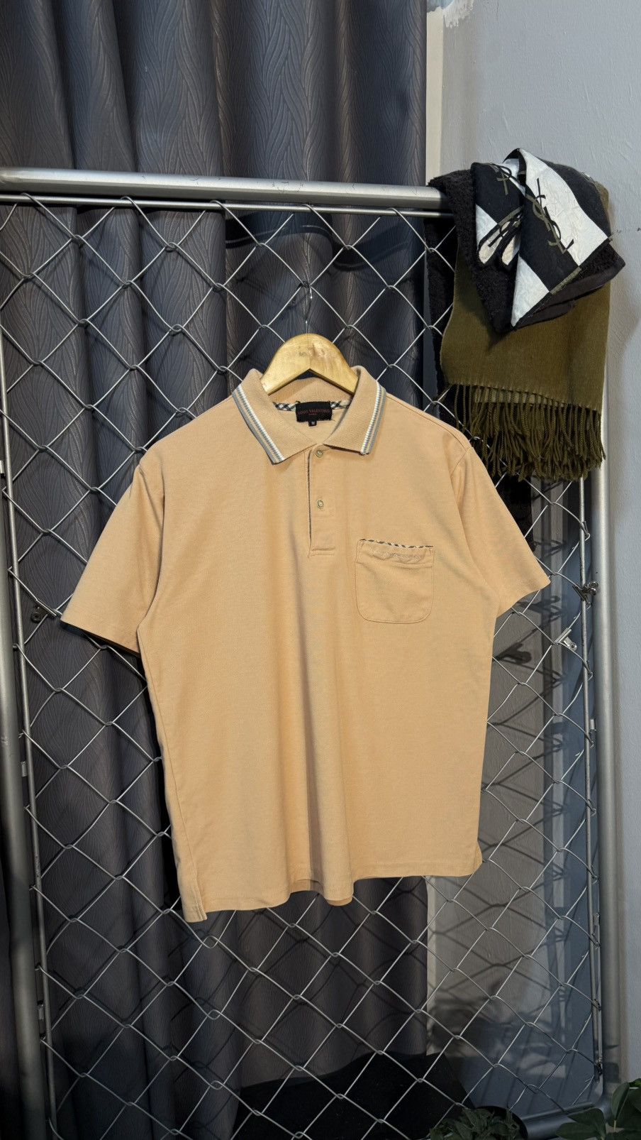 Japanese Brand LV Louis Valentino Polo Shirt Beige Peach Pique Pocket Size US M / EU 48-50 / 2 - 1 Thumbnail