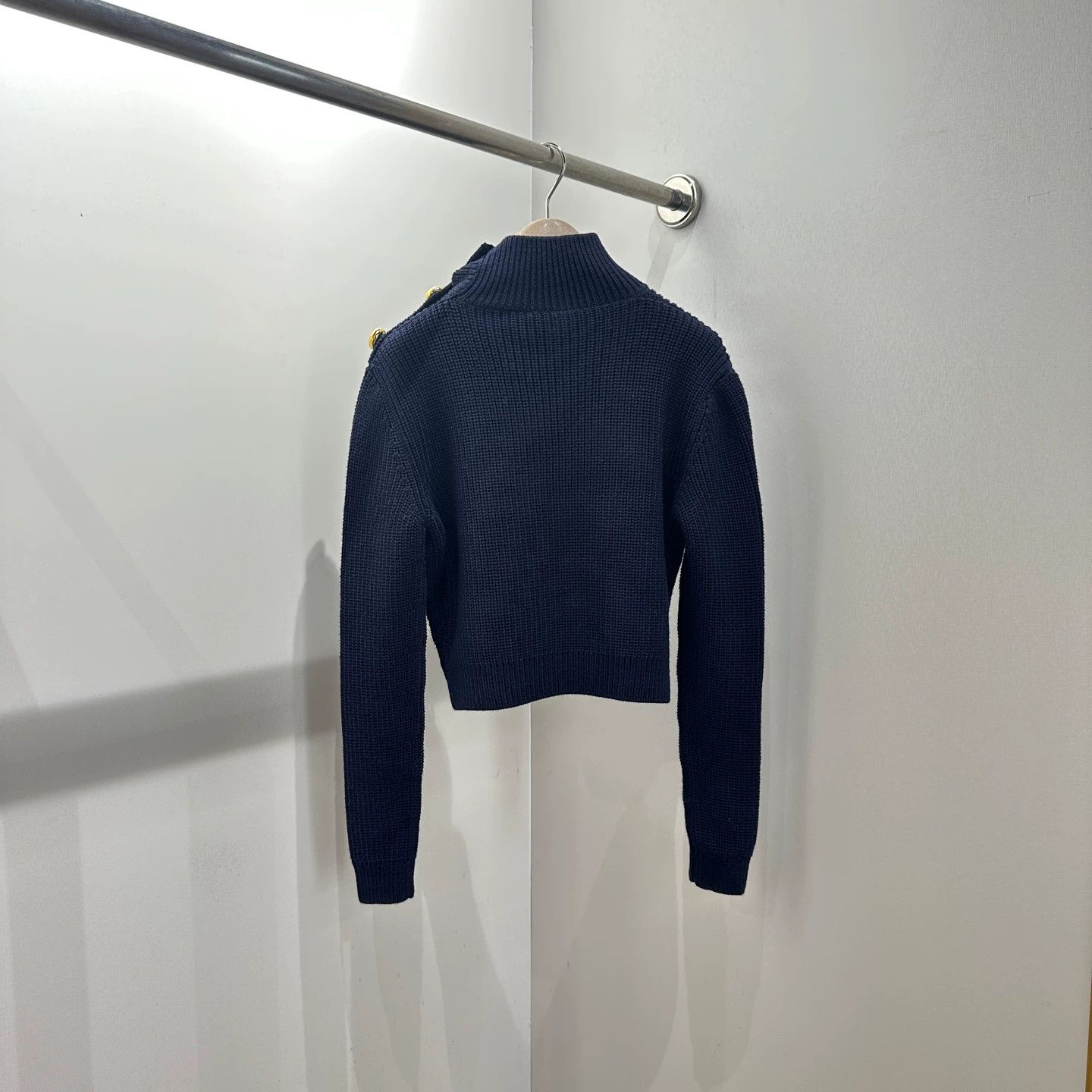 Prada Prada 25ss navy gold button sweater 36 NWT Size XS / US 0-2 / IT 36-38 - 2 Thumbnail
