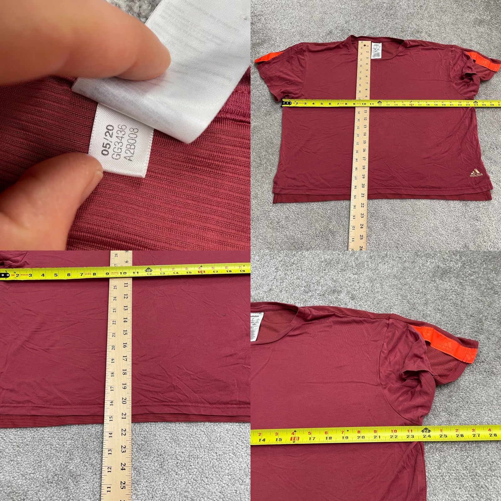 Adidas Adidas Active T-Shirt Womens Large Red Crew Neck Short Slit Sleeve Athletic Top Size L / US 10 / IT 46 - 8 Thumbnail