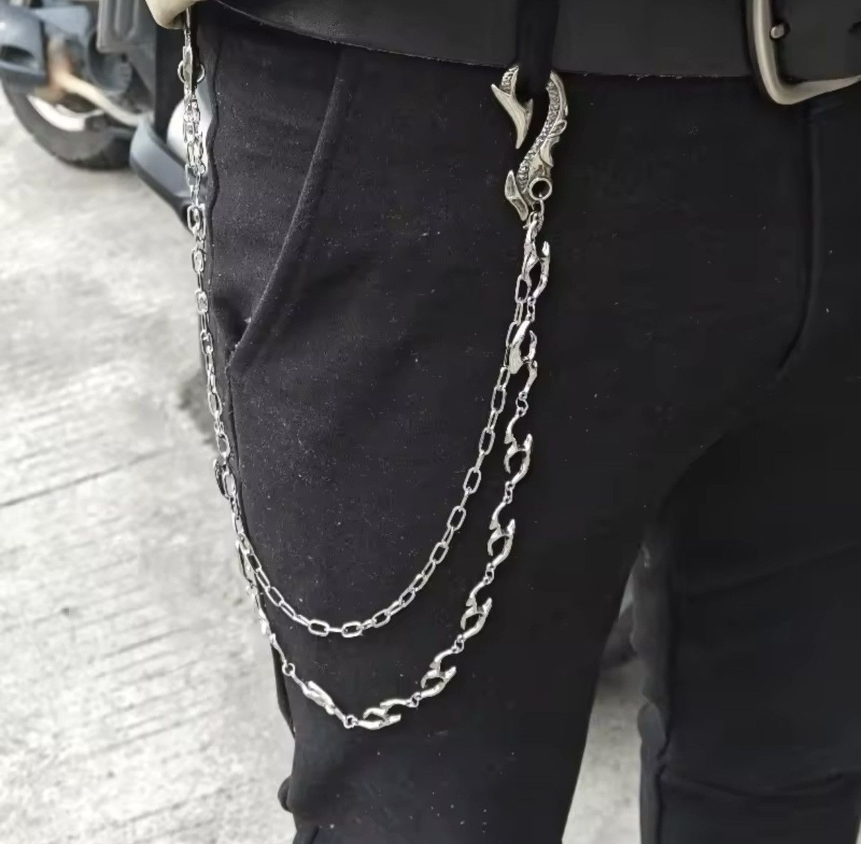 Vintage Flame Copper Pants 2 Layer Chain Minimalism Fashionable Size ONE SIZE - 1 Thumbnail