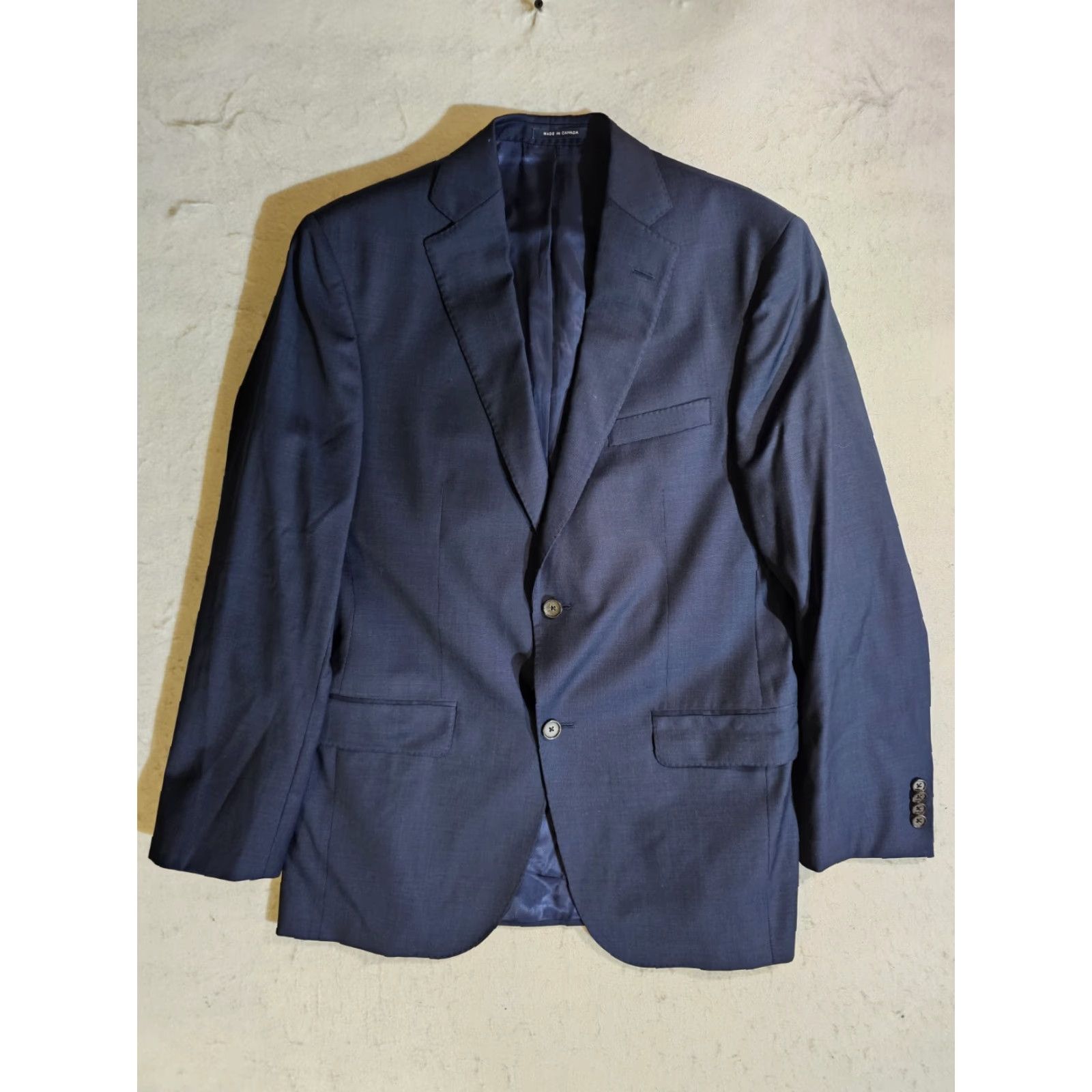 Cremieux Cremieux Blazer 38 Blue Wool Loro Piana Super 130s Double-Vented Notch Lapel Two-Button Regular Jacket/Coat Men Size 38R - 2 Thumbnail