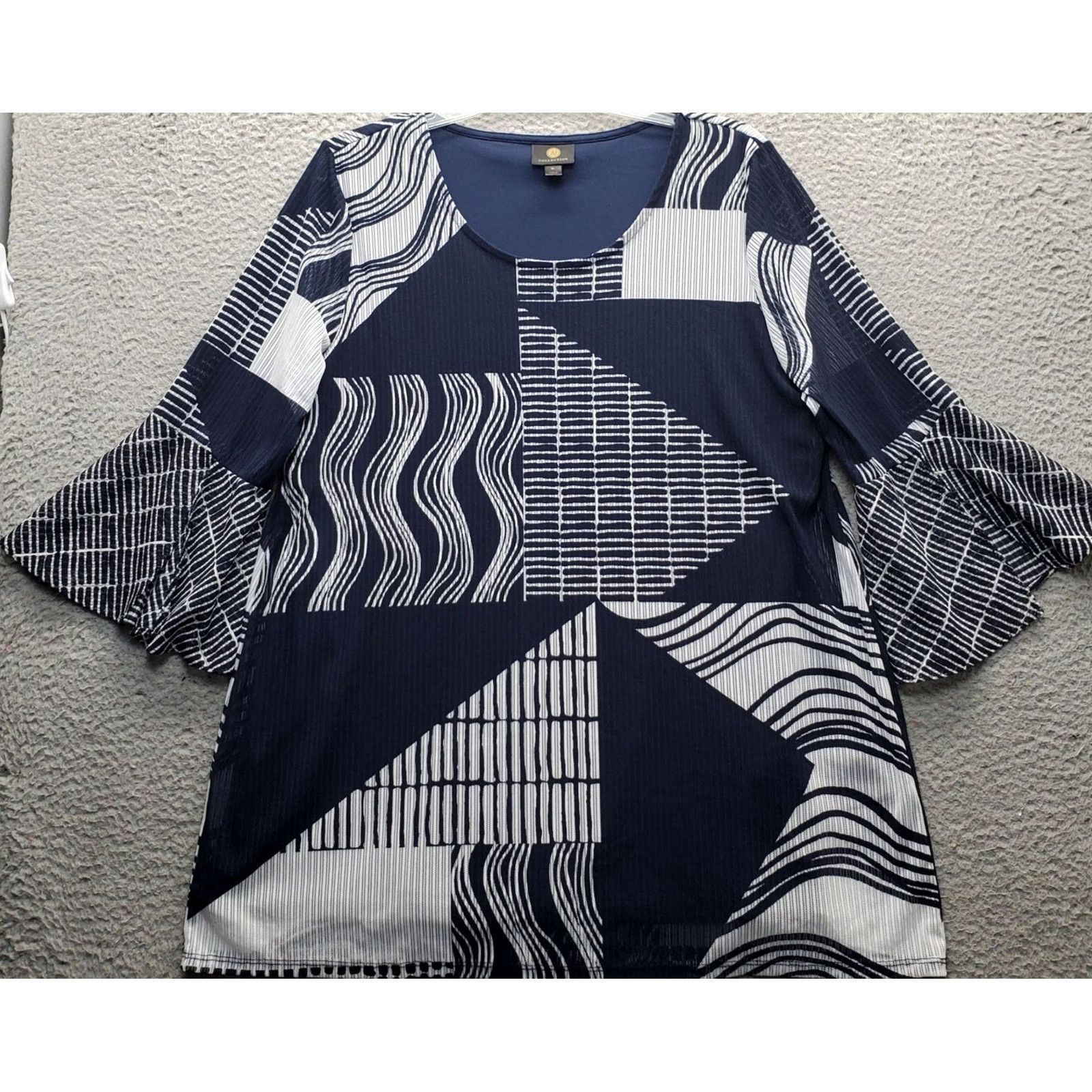 JM Collection JM Collection Tunic Top Womens XL Multi Geometric Lined Flared Sleeve Pullover Size XL / US 12-14 / IT 48-50 - 2 Thumbnail