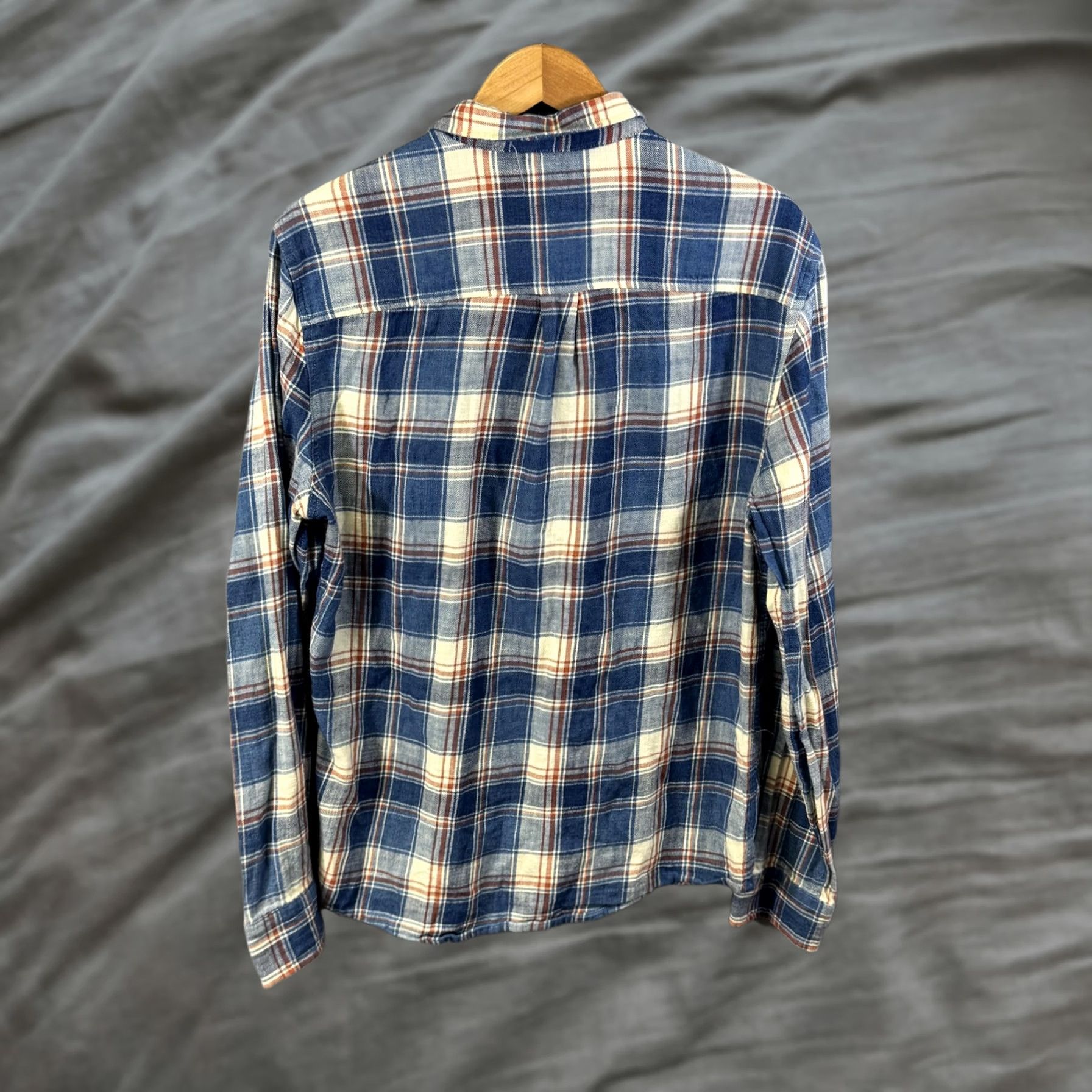Marine Layer Marine Layer Shirt Mens Large Blue Plaid Button-Down Band Collar Long Sleeve Size US L / EU 52-54 / 3 - 1 Thumbnail