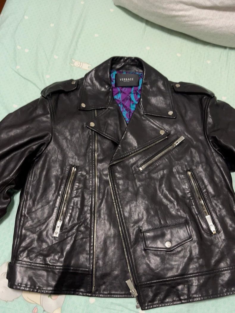 Versace Versace Men's black leather jacket Size US M / EU 48-50 / 2 - 4 Thumbnail