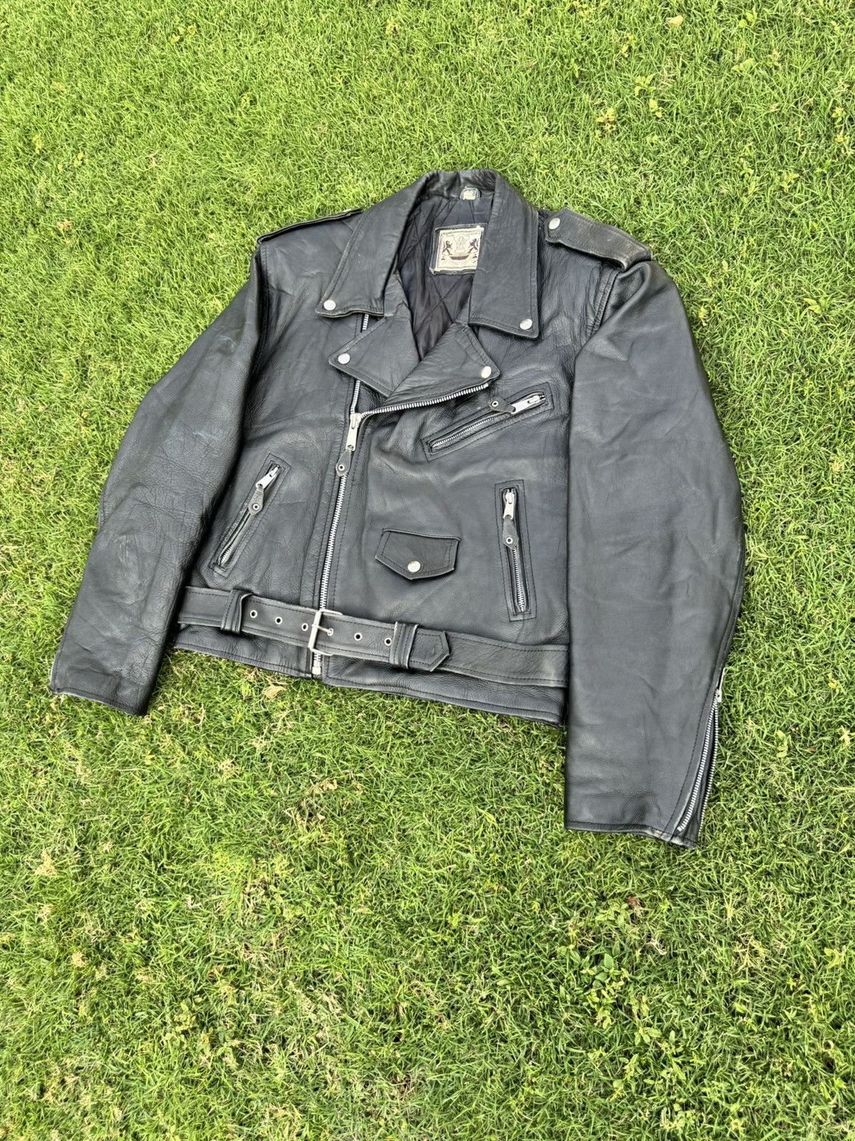 Vintage vintage distressed black BLL genuine cowhide leather biker Size US M / EU 48-50 / 2 - 3 Thumbnail