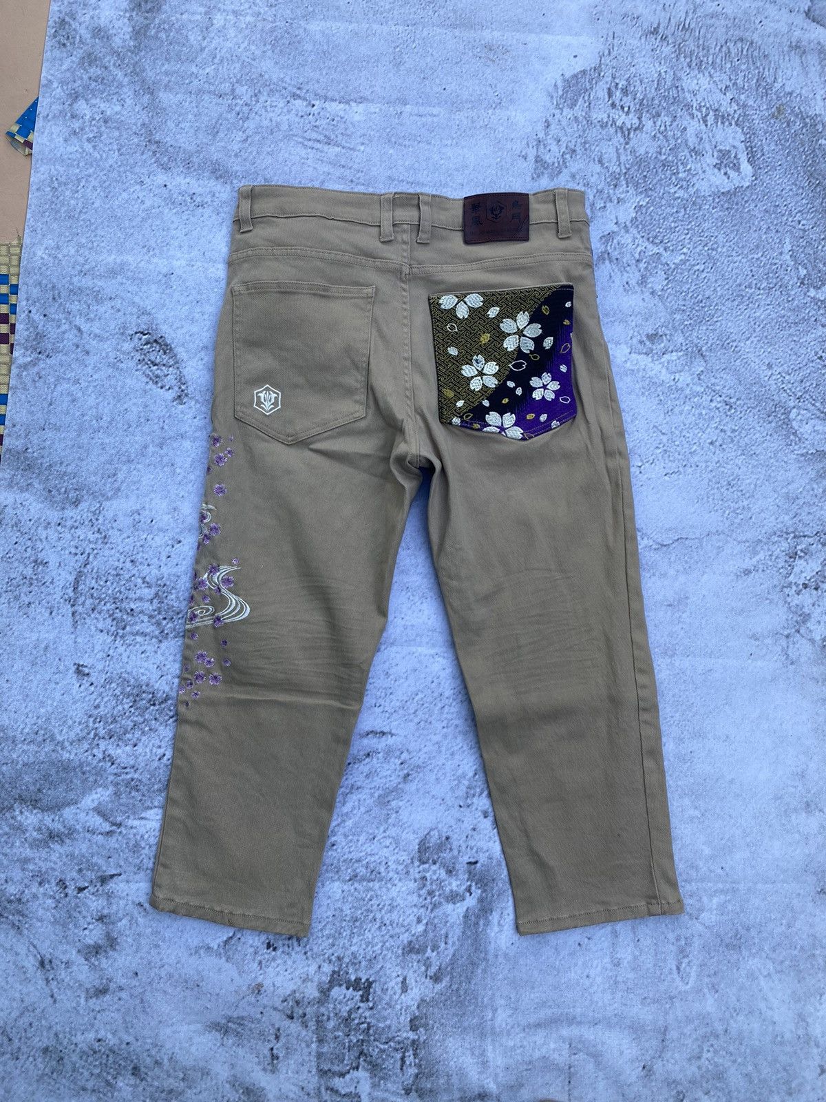 The Japanese tradition floral embroidered denim jeans