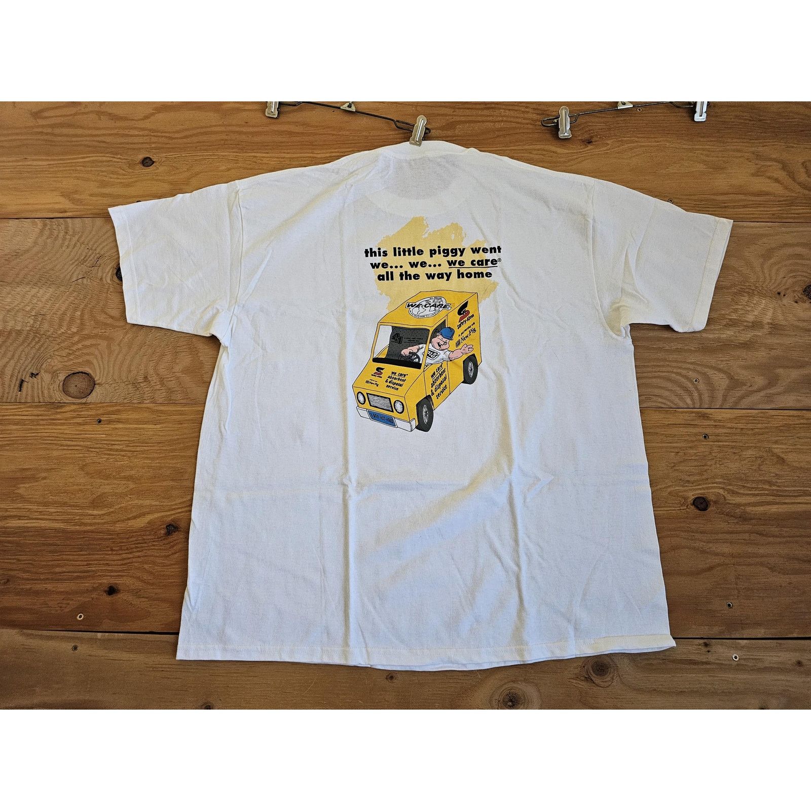Lee 90s We Care Little Piggy T-Shirt, Funny Parody, White Sz XL Size US XL / EU 56 / 4 - 1 Thumbnail
