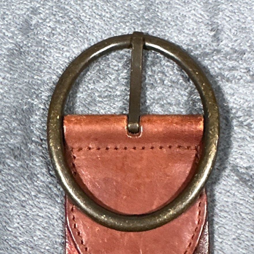 Fossil VINTAGE Fossil Leather Belt Women Large Wide Brass Studded Boho Woven Pattern Size ONE SIZE - 2 Thumbnail