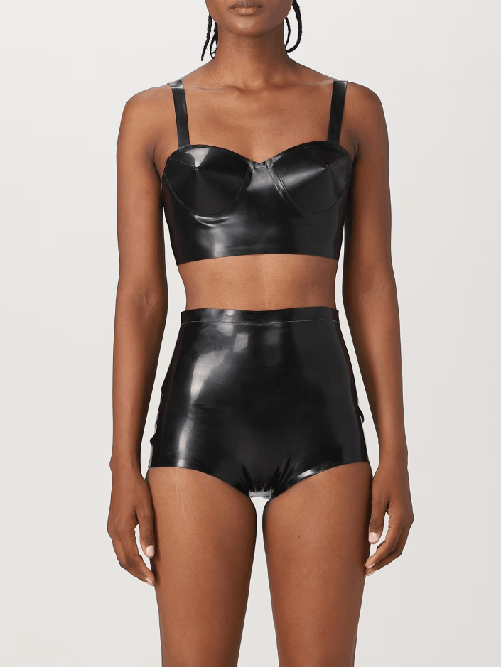 image of Aw23 Maison Margiela Latex Balconette Bra 44 in Black, Women's (Size Medium)