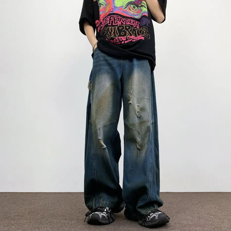 Japanese Brand × Jean Retro loose wide leg casual straight leg jeans Size US 32 / EU 48 - 6 Thumbnail