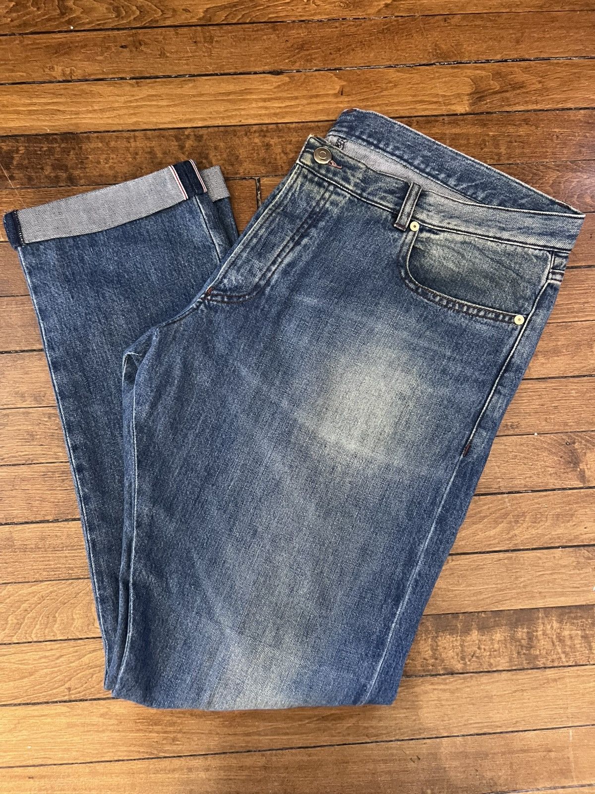 Paul Smith Mainline faded cropped cuffed jeans, selvedge denim, size 36 Size US 36 / EU 52 - 19 Thumbnail