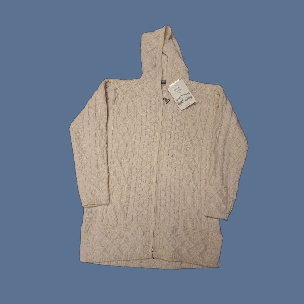 Vintage VINTAGE 90s Aran Craft Cardigan Sweater Womens Small Beige Wool Full Zip Cable Knit Autumn Winter Spring Summer Size S / US 4 / IT 40 - 1 Thumbnail