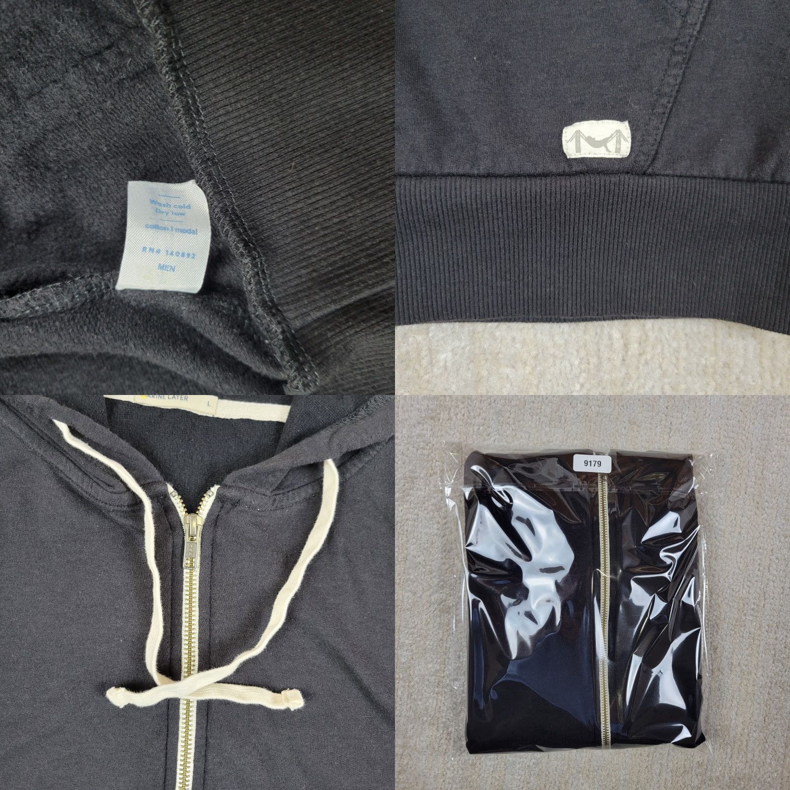 Marine Layer Marine Layer Hoodie Sweatshirt Mens L Black Full Zip Cotton Blend Hooded Sweater Size US M / EU 48-50 / 2 - 8 Thumbnail