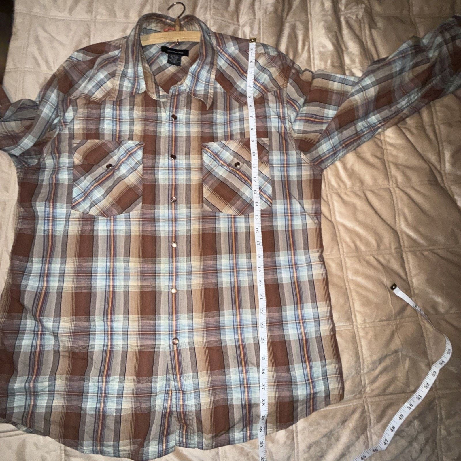 Calvin Klein Calvin Klein Mens XL Brown Plaid Cowboy Rodeo Western Retro Size US XL / EU 56 / 4 - 9 Thumbnail
