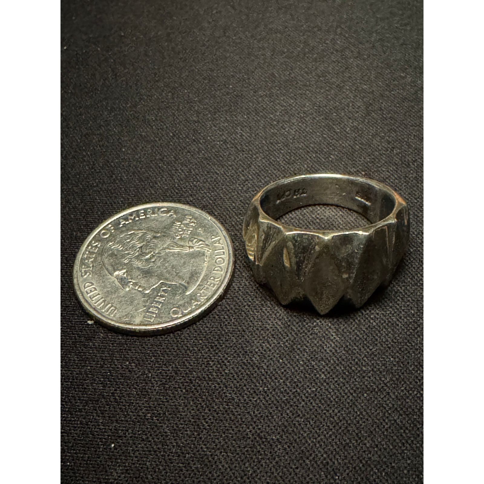 Other Vintage 925 Silver Geometric Texture Size 8 Size ONE SIZE - 6 Thumbnail